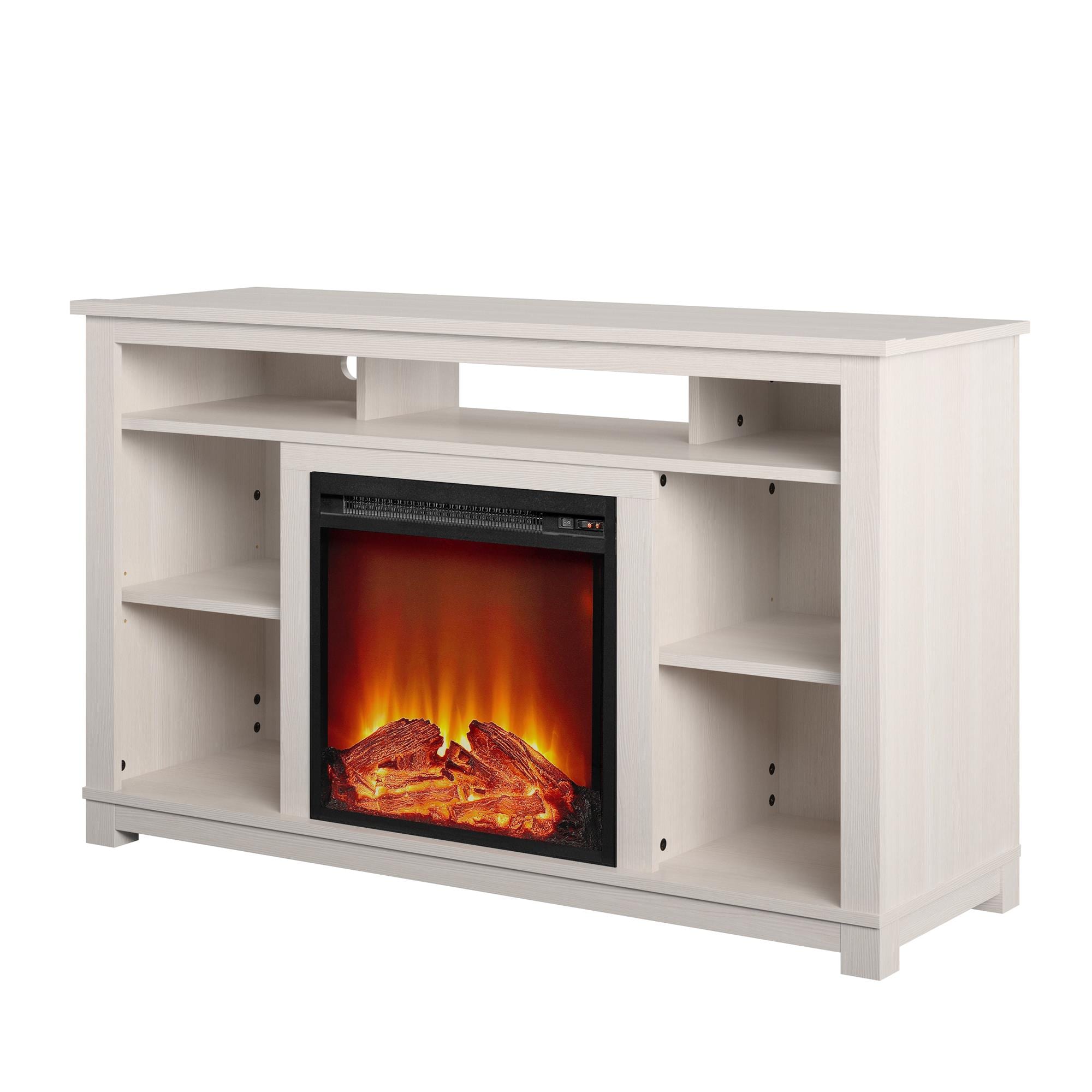 Ameriwood Home 47.6-in W Ivory Pine TV Stand with Fan-forced Electric Fireplace 2402884COM Sansujyuku sansujyuku.com