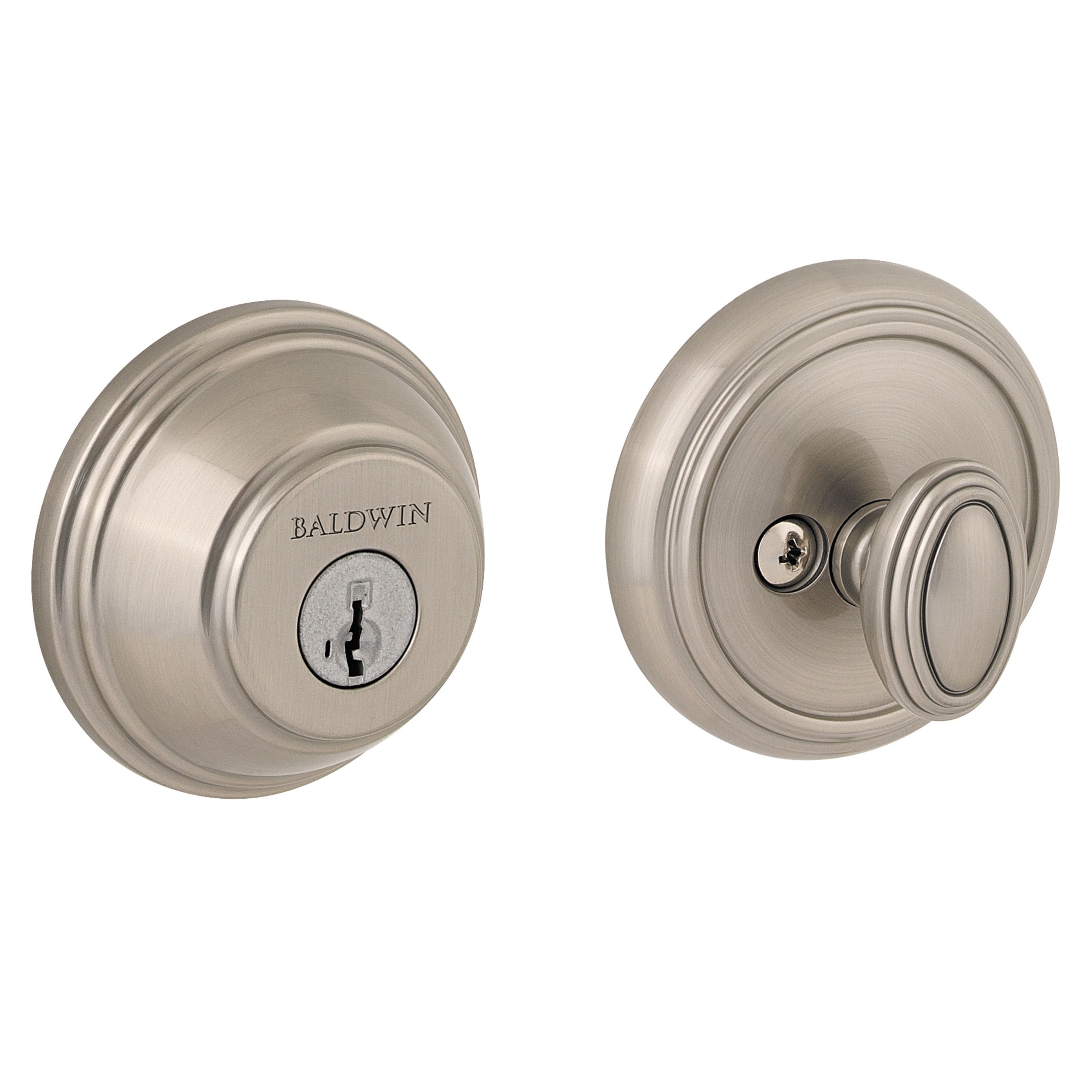 Baldwin Prestige Series Round Satin Nickel Single Cylinder Deadbolt ...