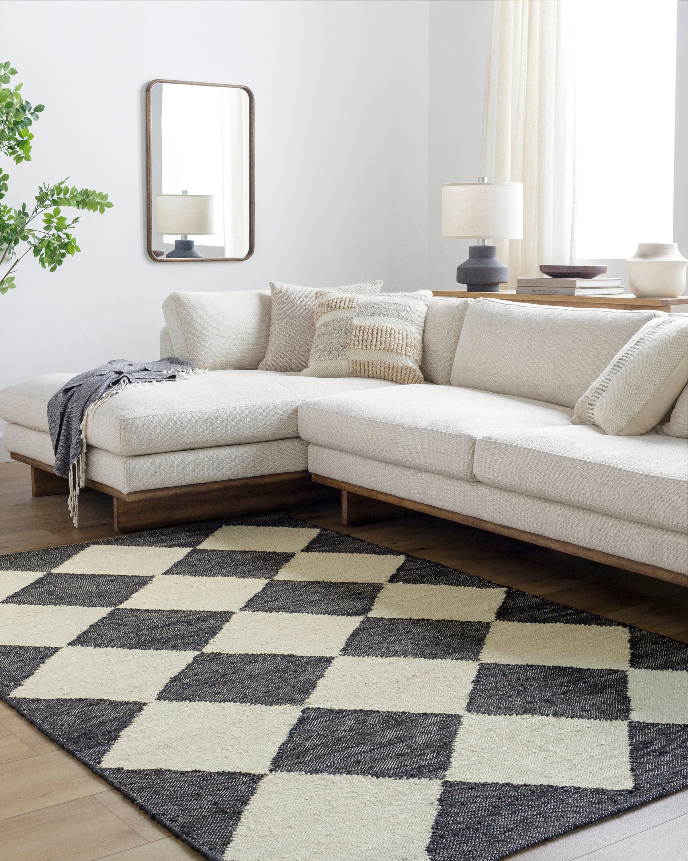 Livabliss VVAT2300-576 Vivir Antho 5 x 8 (ft) Jute Black Rectangular Indoor Geometric Moroccan Area rug