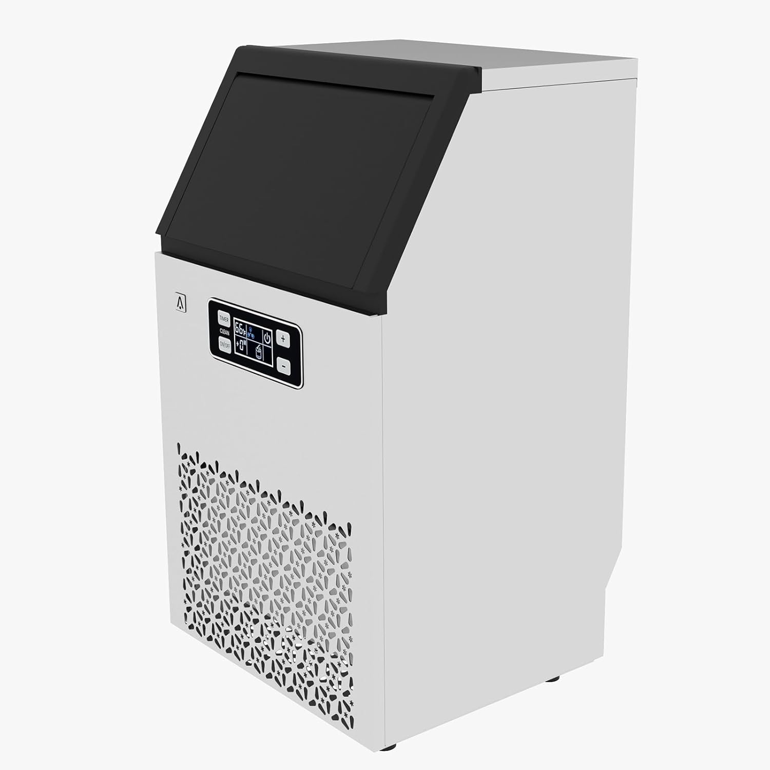Qeetex LHF-DYQ-PHO-0X7QCHXE Commercial Ice Maker Machine 150lbs/24H Stainless Steel Under Counter ice Maker with 33lbs Ice Storage Capacity Freestanding Ice Maker for Home Party Bar Office White