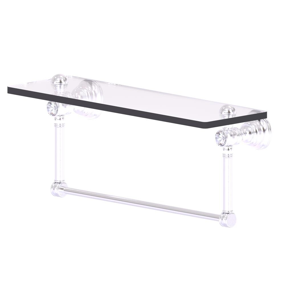 Allied Brass CC-1-16-TB-SCH Carolina Crystal Satin Chrome Wall mount Bathroom Shelf ( 16-in x 7-in x 5-in )