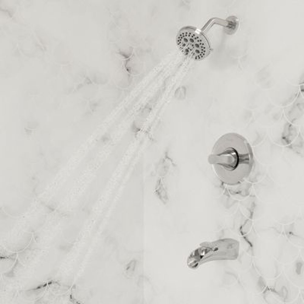 Polished Chrome Wall Mounted Tub and Shower Faucet with Pulse Rain Jet