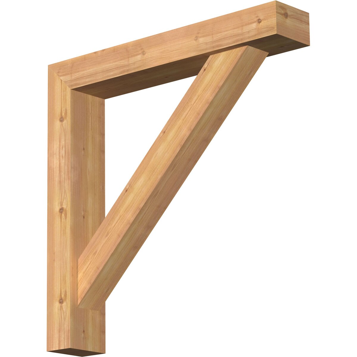 Ekena Millwork 1464858 Traditional Block Smooth Bracket with Offset Brace 5-1/2-in x 32-in x 32-in Western red cedar Brown Wood Standard bracket