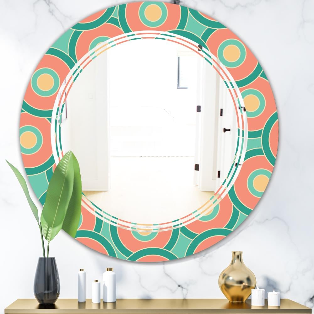 Designart Designart Mirrors 31.5-in W x 31.5-in H Round Green Polished ...