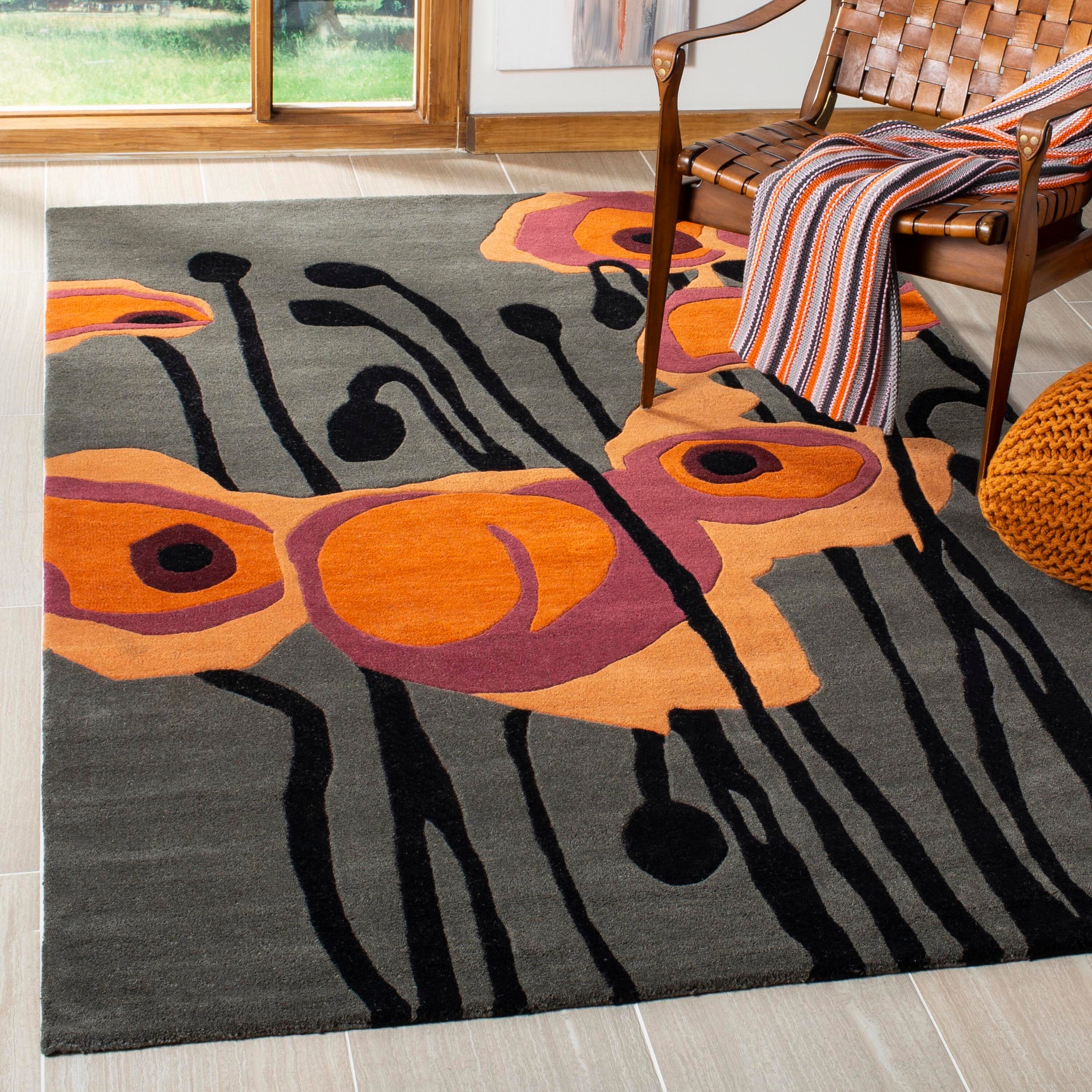 Handmade Tufted Reversible Gray Wool-Viscose 2' x 3' Area Rug