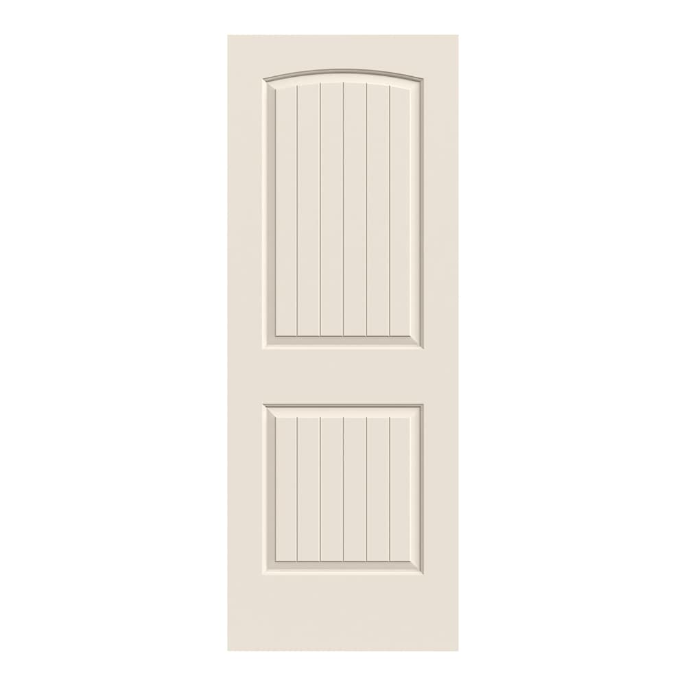 32-in x 80-in 2-panel Round Top Plank Smooth Hollow Core Primed Molded Composite Slab Door in White | - RELIABILT W10084093