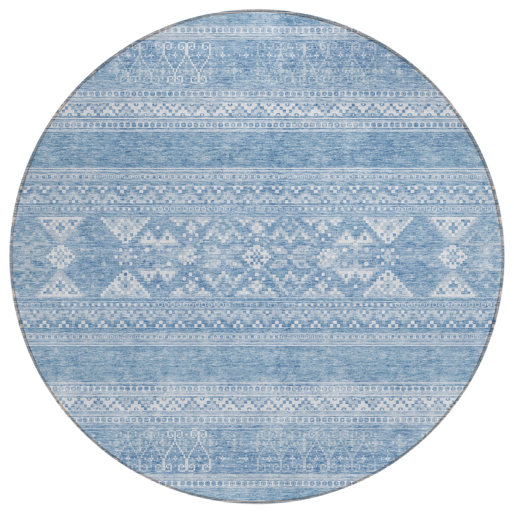 Addison Rugs ACN714SK8RO Chantille ACN714SK 8 x 8 (ft) Polyester Sky Round Indoor/Outdoor Geometric Machine washable Area rug