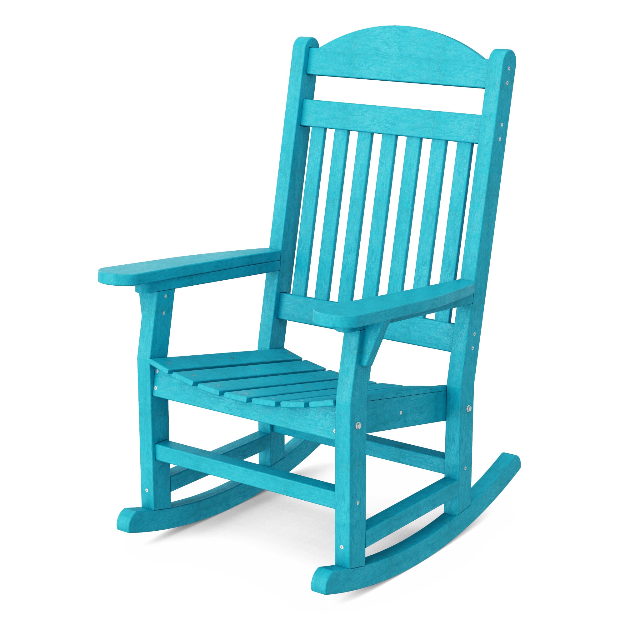 Wildridge LCC-101-AB Heritage Traditional Aruba Blue HDPE Frame Rocking Chair with Slat Seat