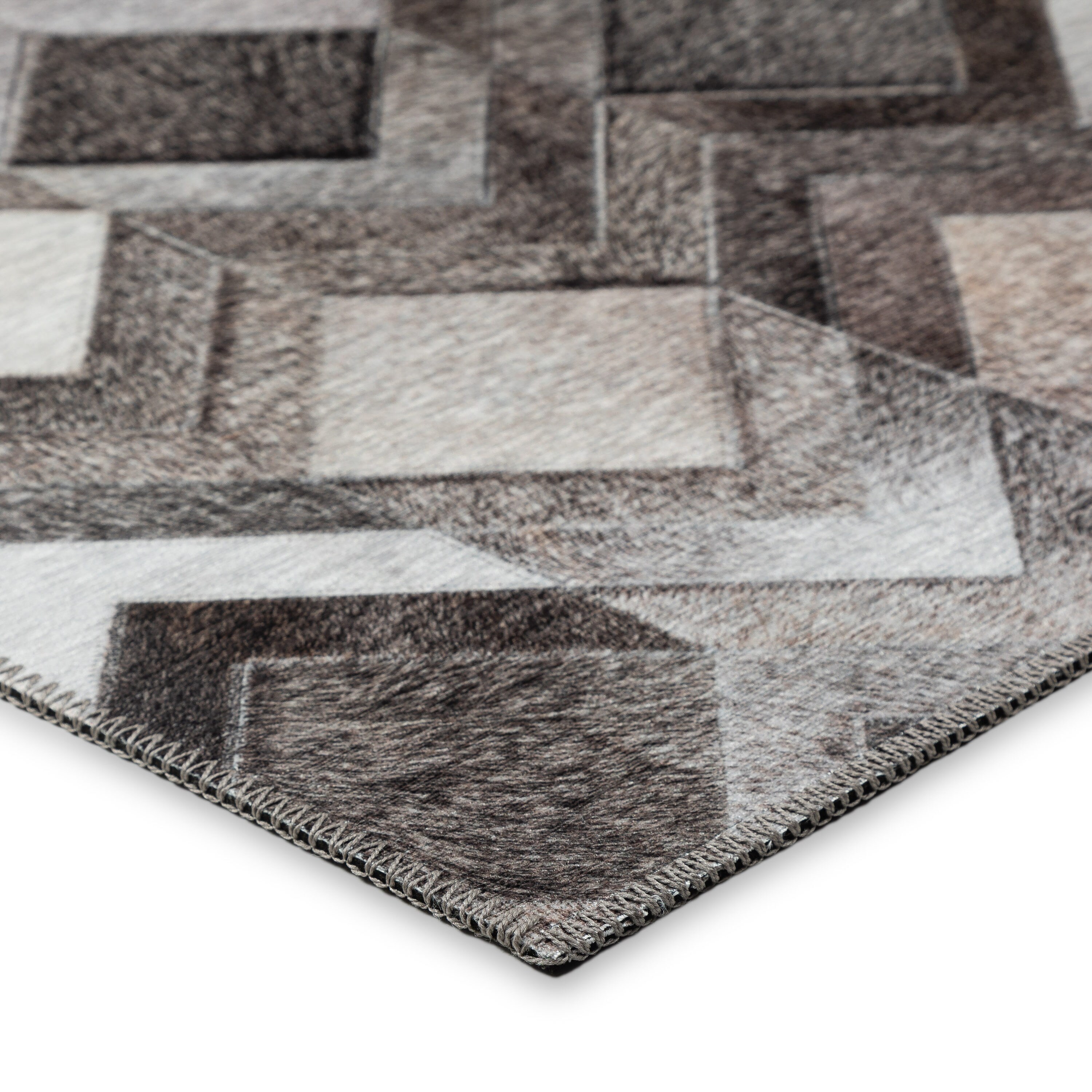 Gray 5' x 7' Washable Faux Hide Chenille Area Rug