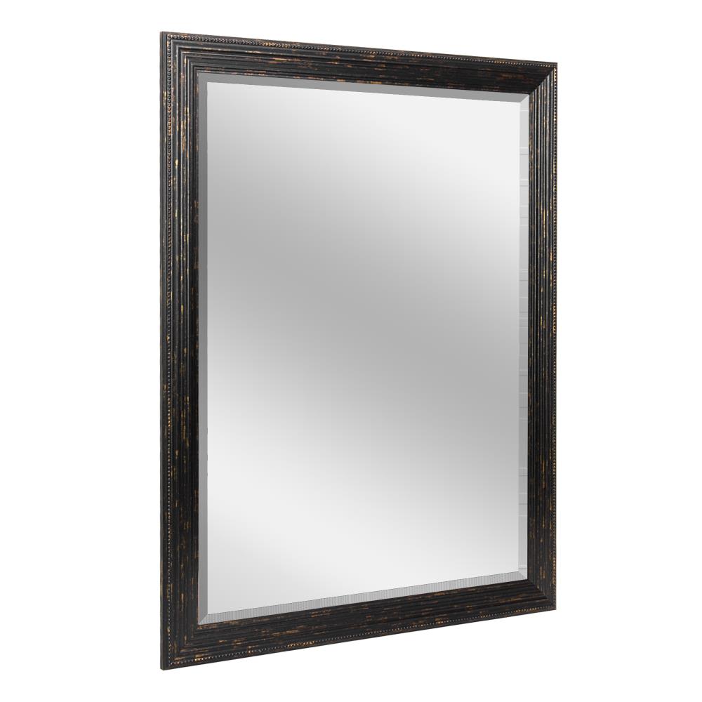  372792WEB Beaded blackwash frame 35.5-Inches W x 45.5-Inches H Rectangle Blackwash Framed Wall Mirror