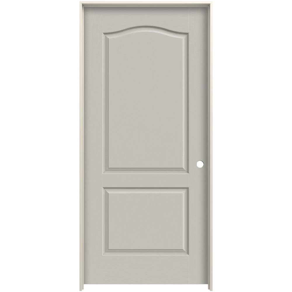 JELD-WEN 32-in x 80-in Ash Solid Core 2-panel Arch Top Left Hand Textured Prefinished Molded Composite Flat Jamb Single Prehung Interior Door in Brown -  LOWOLJW225900068