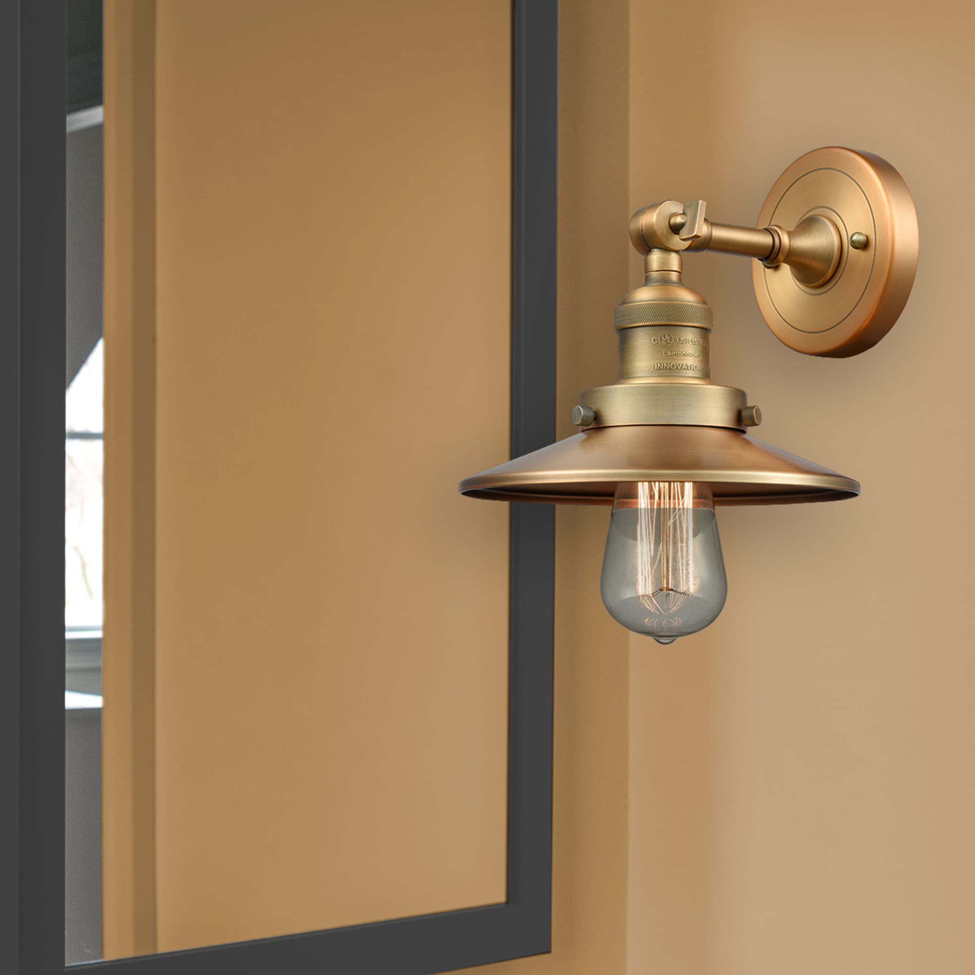 Innovations Lighting 203-BB-M4 Railroad 8-in W 1 -Light Brushed Brass Wall Sconce