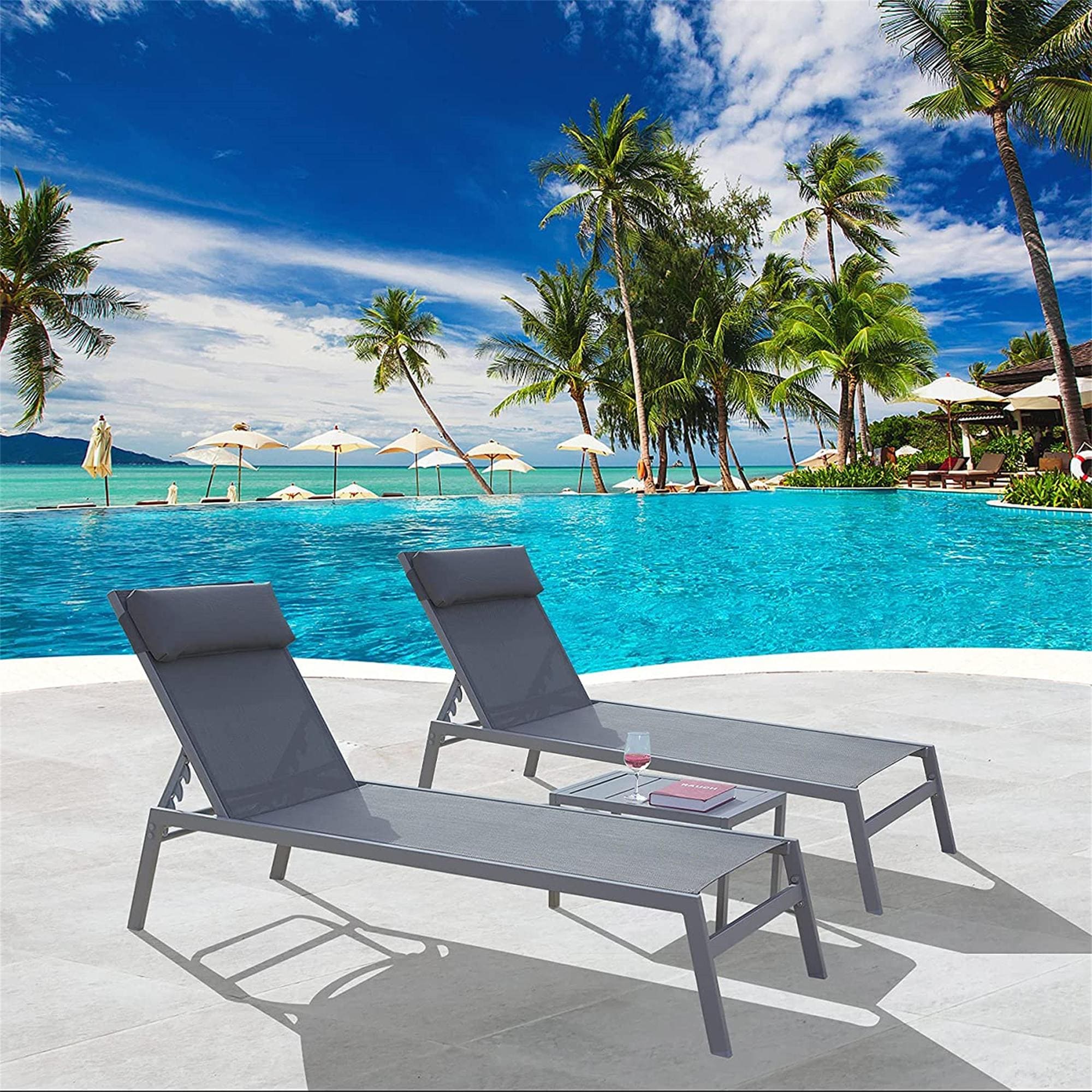 BABOOM BOM-9109867-OR 3 -Piece Patio Conversation Set with Gray