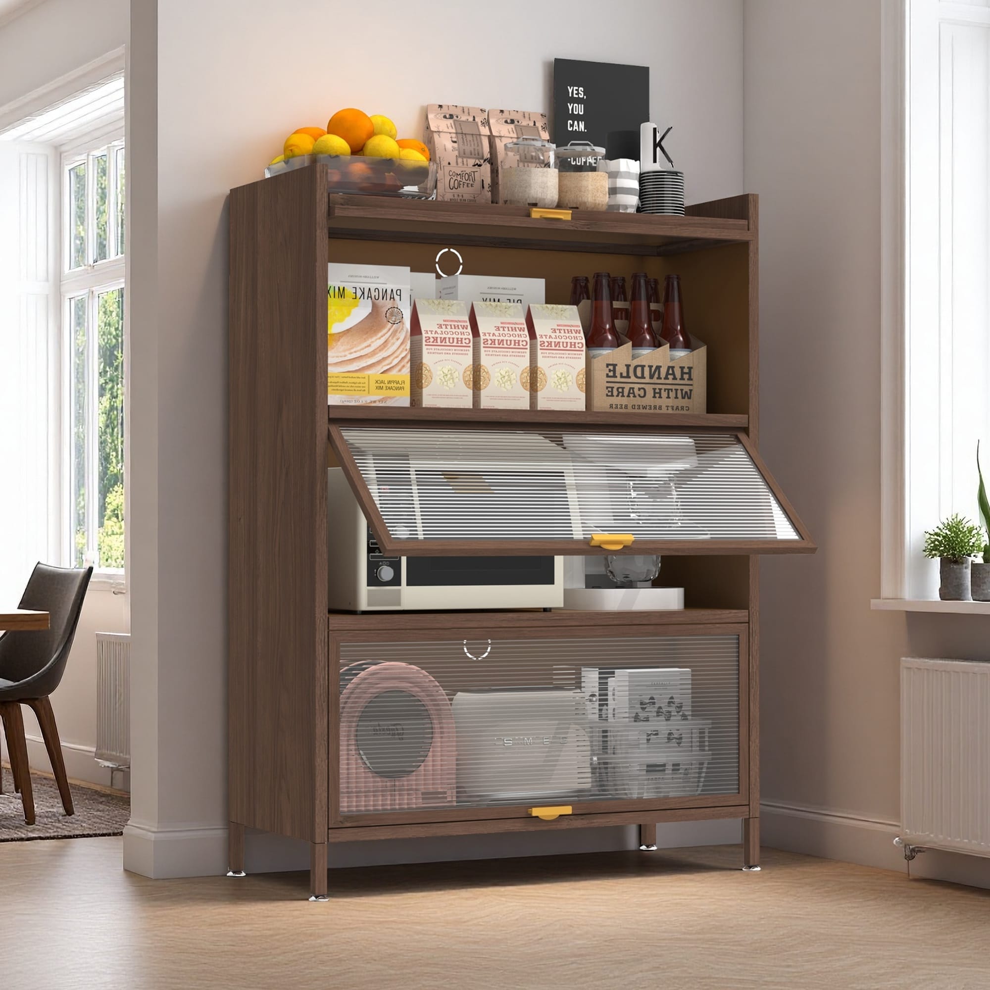 LTMATE 31.5-in W 3 -Door Walnut Accent Cabinet