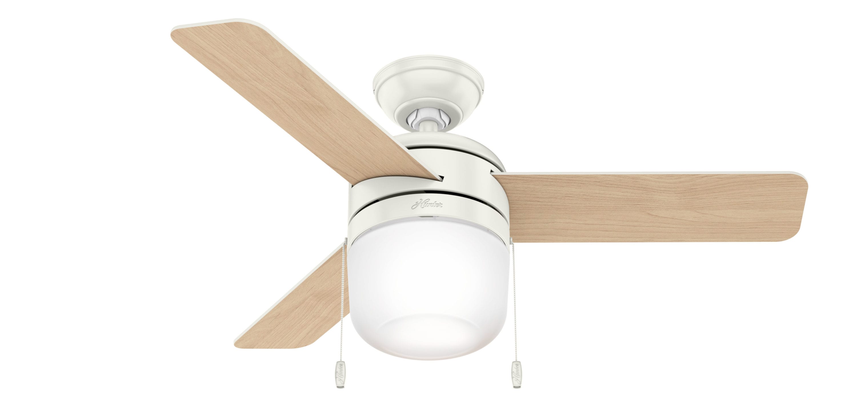 Hunter 59409 Acumen 42-in Fresh White with Natural Wood/Fresh White Blades Indoor Downrod mount Standard Ceiling Fan With Light ( 3 -Blade)