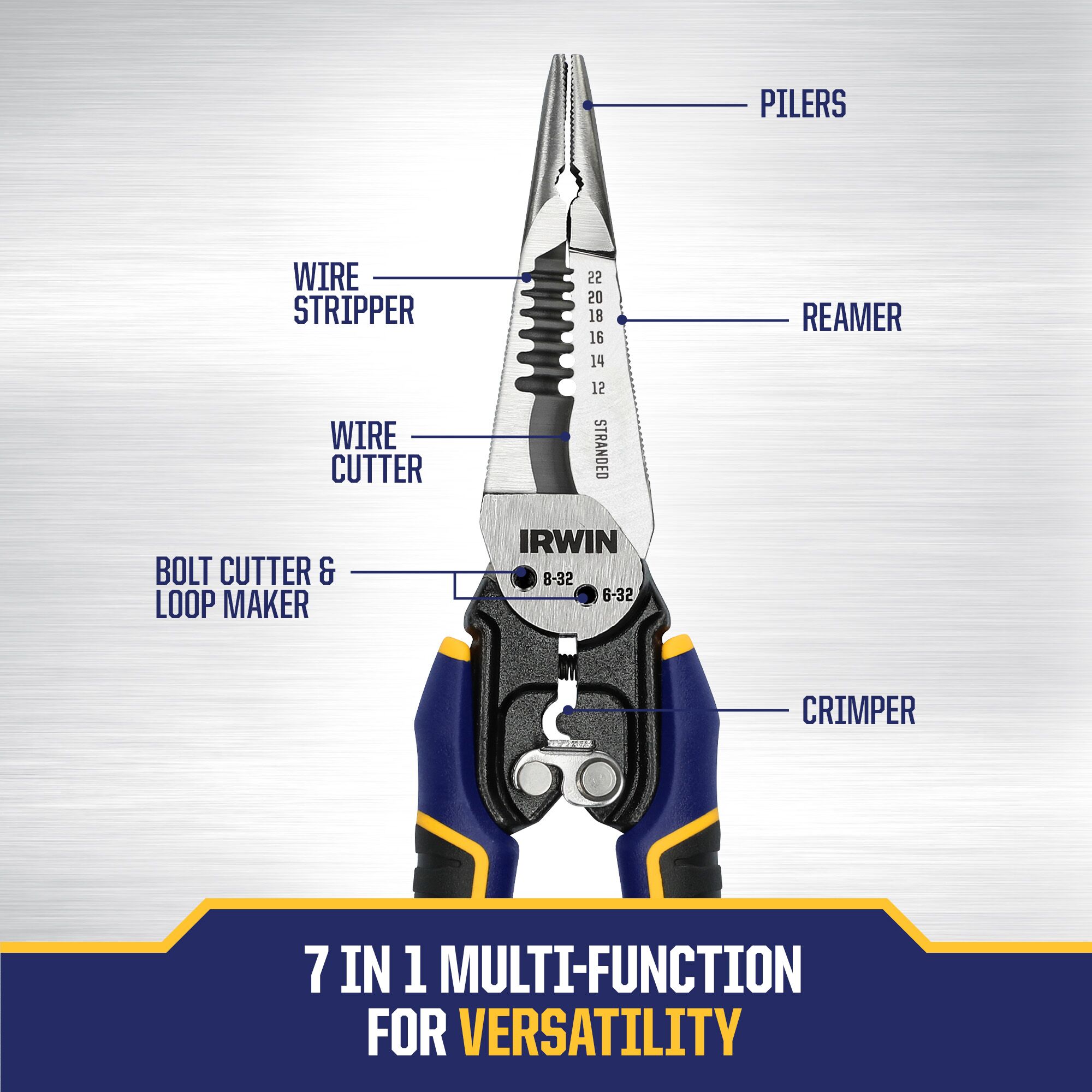 IRWIN VISE-GRIP Wire Stripper/Cutter/Crimper, 10-20 Awg Solid, 12-22 ...