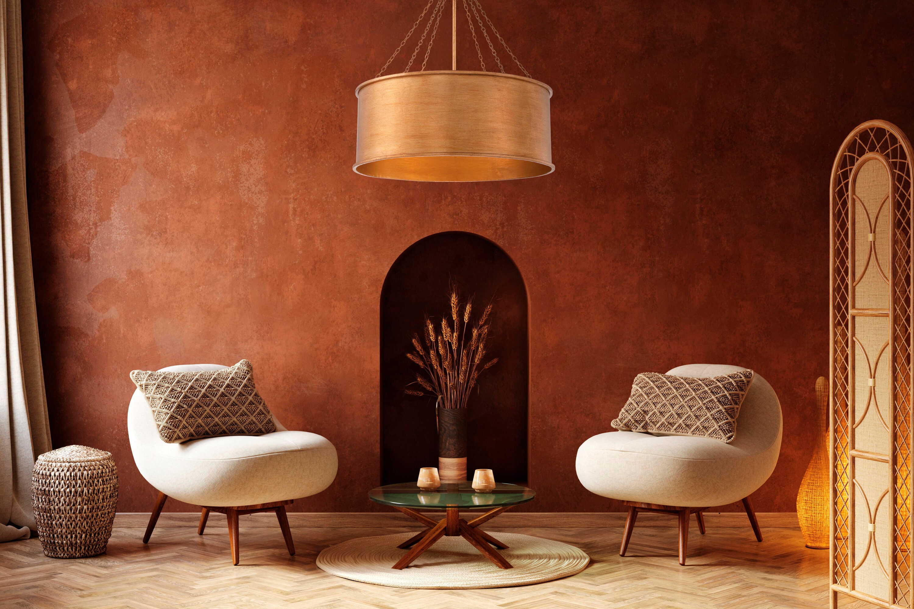 Rochester Elegance 6-Light Drum Pendant in Gold Patina Finish