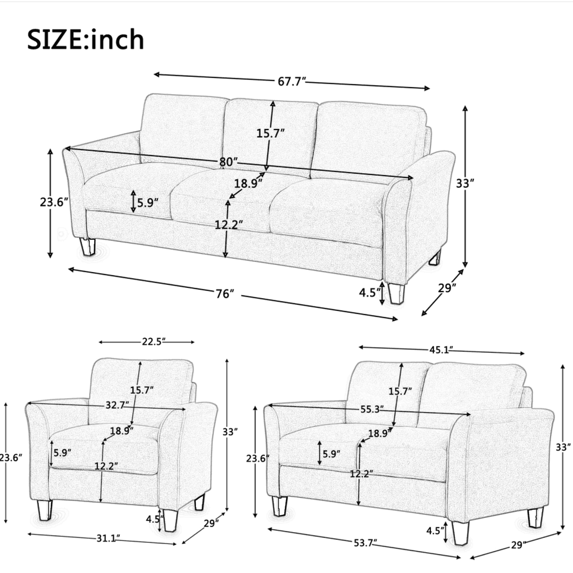 CASAINC BH-036BAA Sofas-Loveseats - View #10