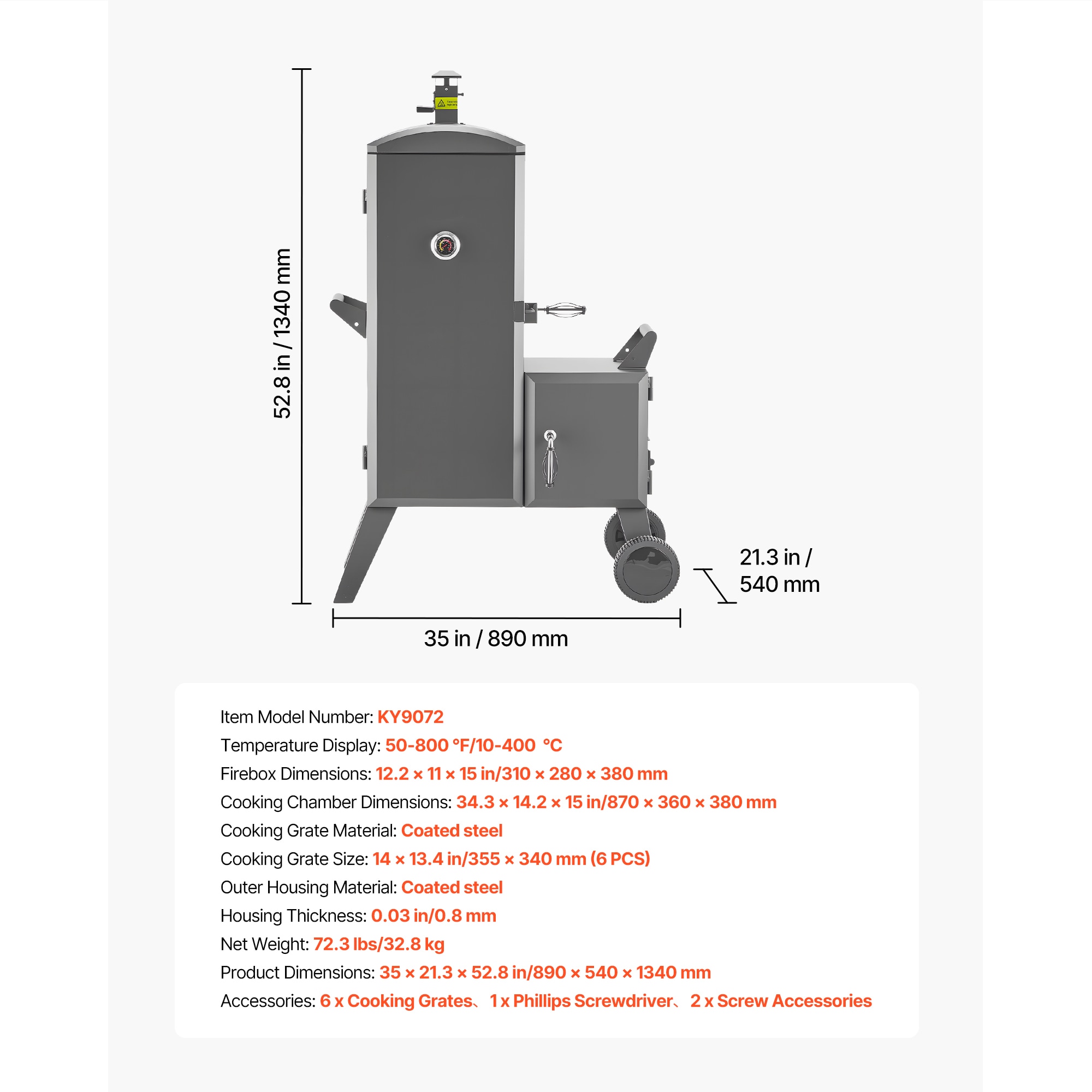 VEVOR SCMTYXL16INC19272V0 Charcoal-Smokers - View #7