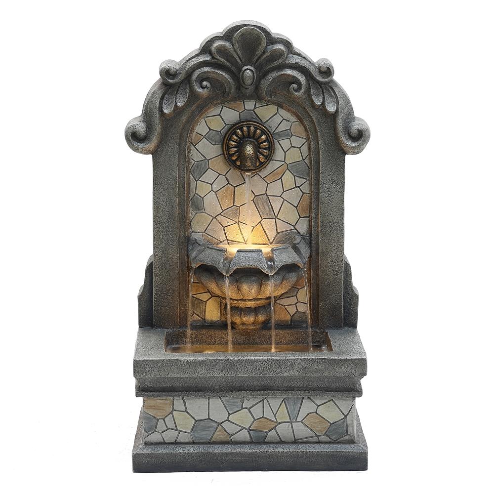 LuxenHome WHF1845 26.97-in H Resin Tiered Outdoor Fountain Pump Included