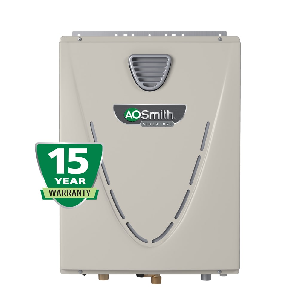 Signature Series 10-GPM 199000-BTU Outdoor Natural Gas Tankless Water Heater Stainless Steel | - A.O. Smith GT15-540-NO