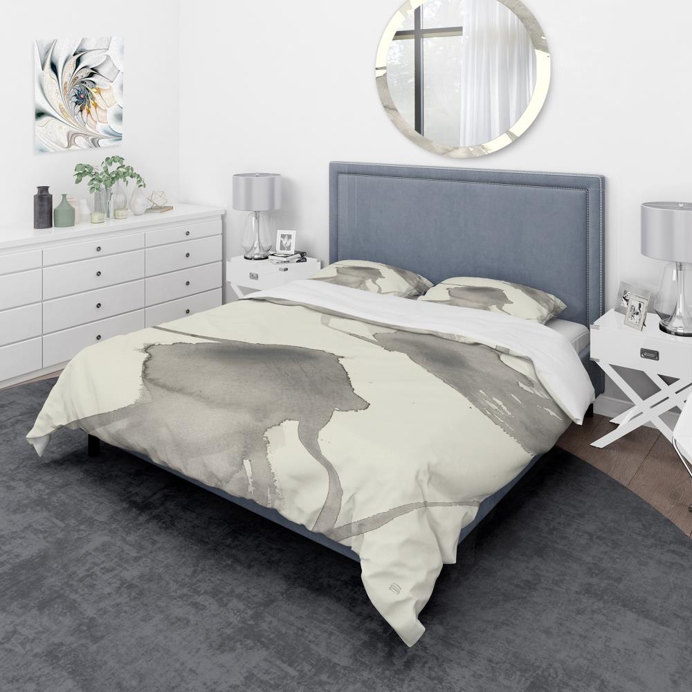 Designart BED30217-Q 3 -Piece Grey Queen Duvet cover Set