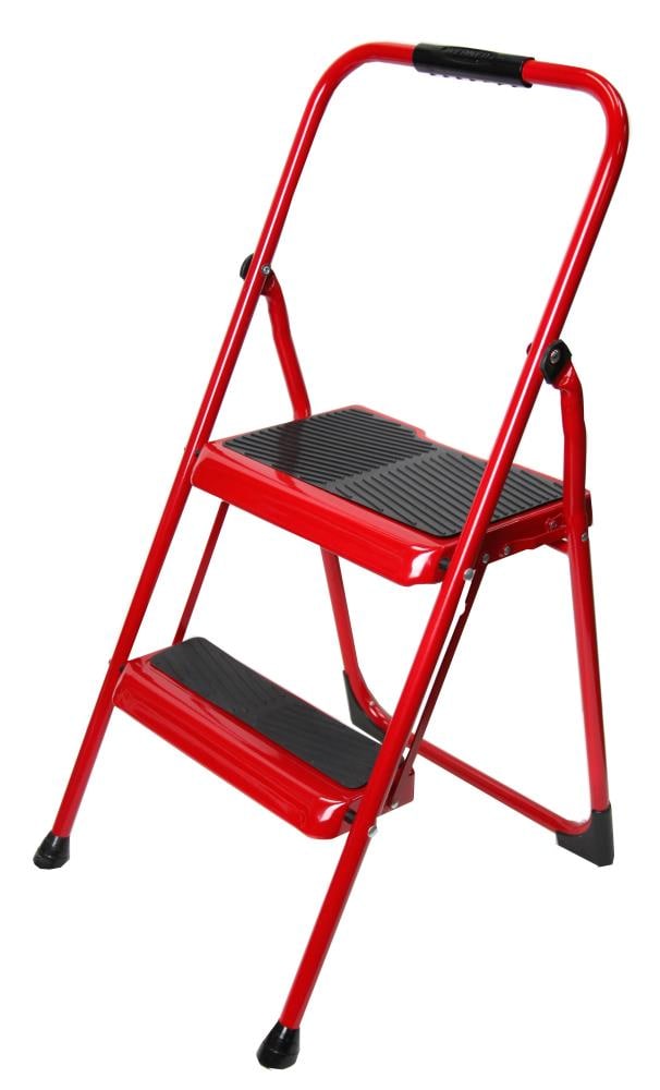330 Lbs Capacity Red 12.5 Inches Tall Commercial  Rolling Step Stool 