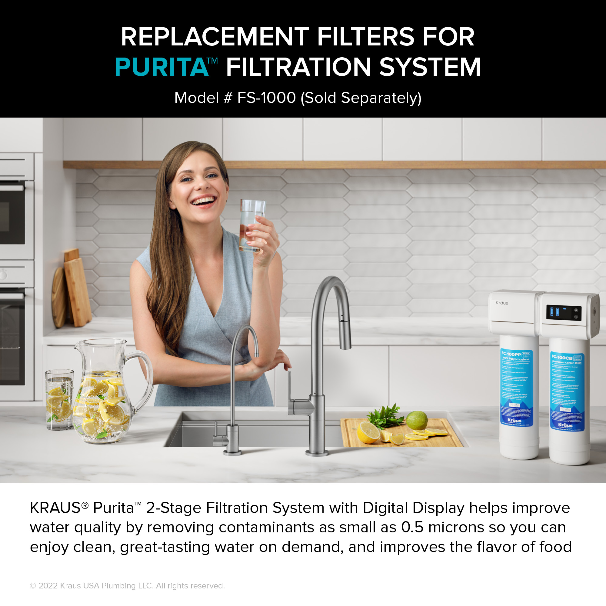 Kraus Purita Carbon Block Under Sink Replacement Filter (Pack of- 2) at ...