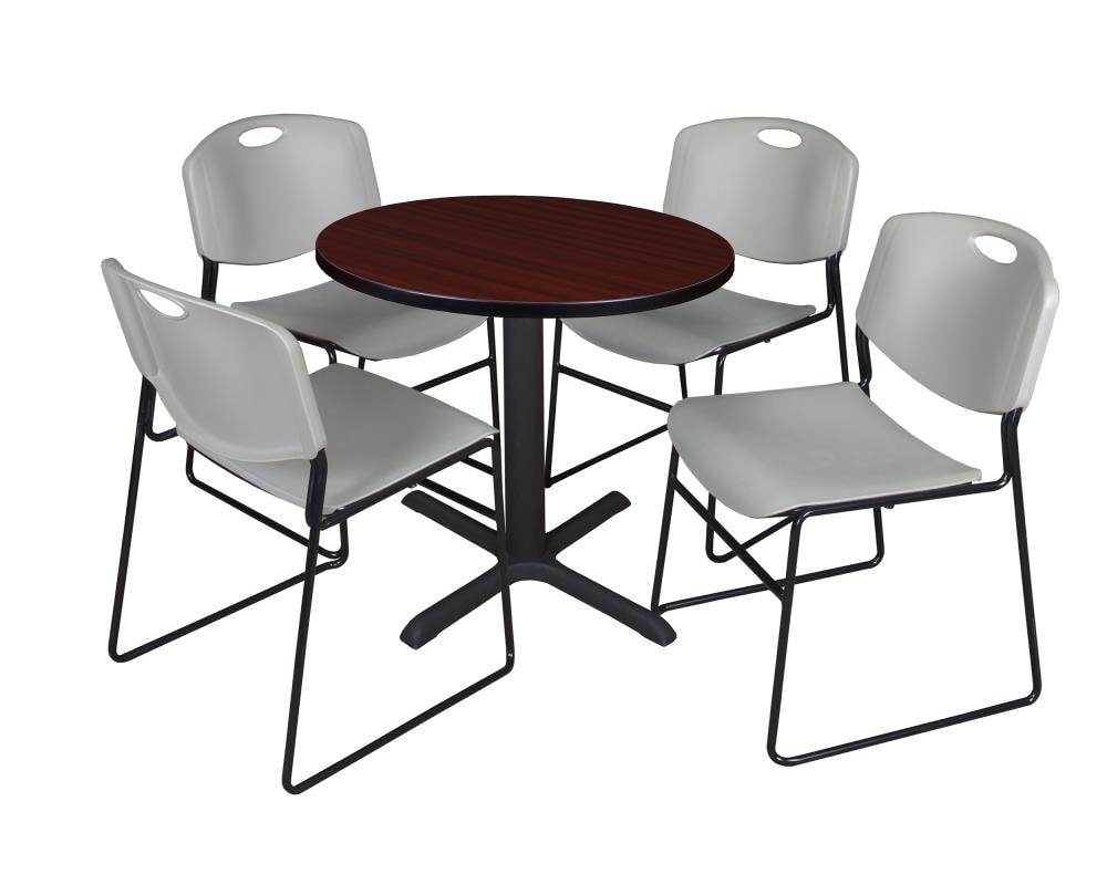 Regency TB30RNDMH44GY Breakroom Brown 4-Person Training Table (30-in W x 29-in H)