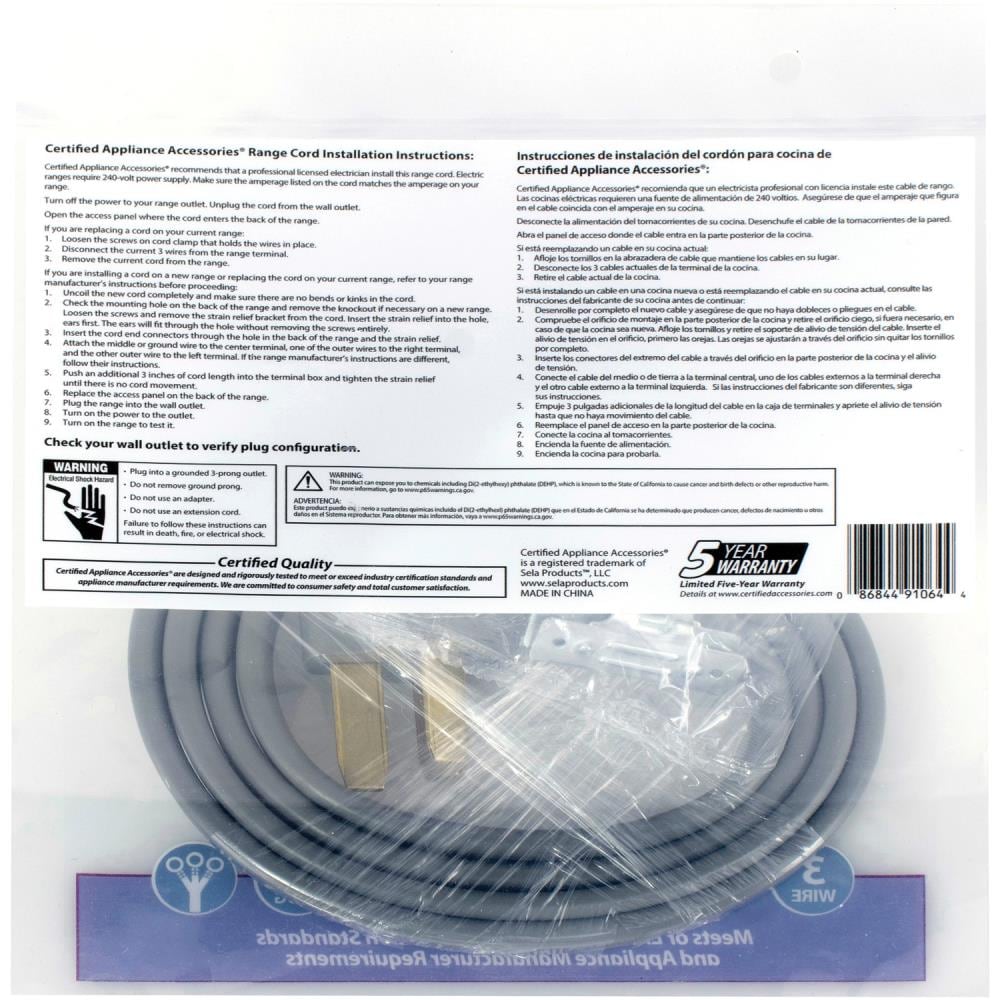 Certified Appliance Accessories 90-1064 Appliance-Power-Cords - View #10