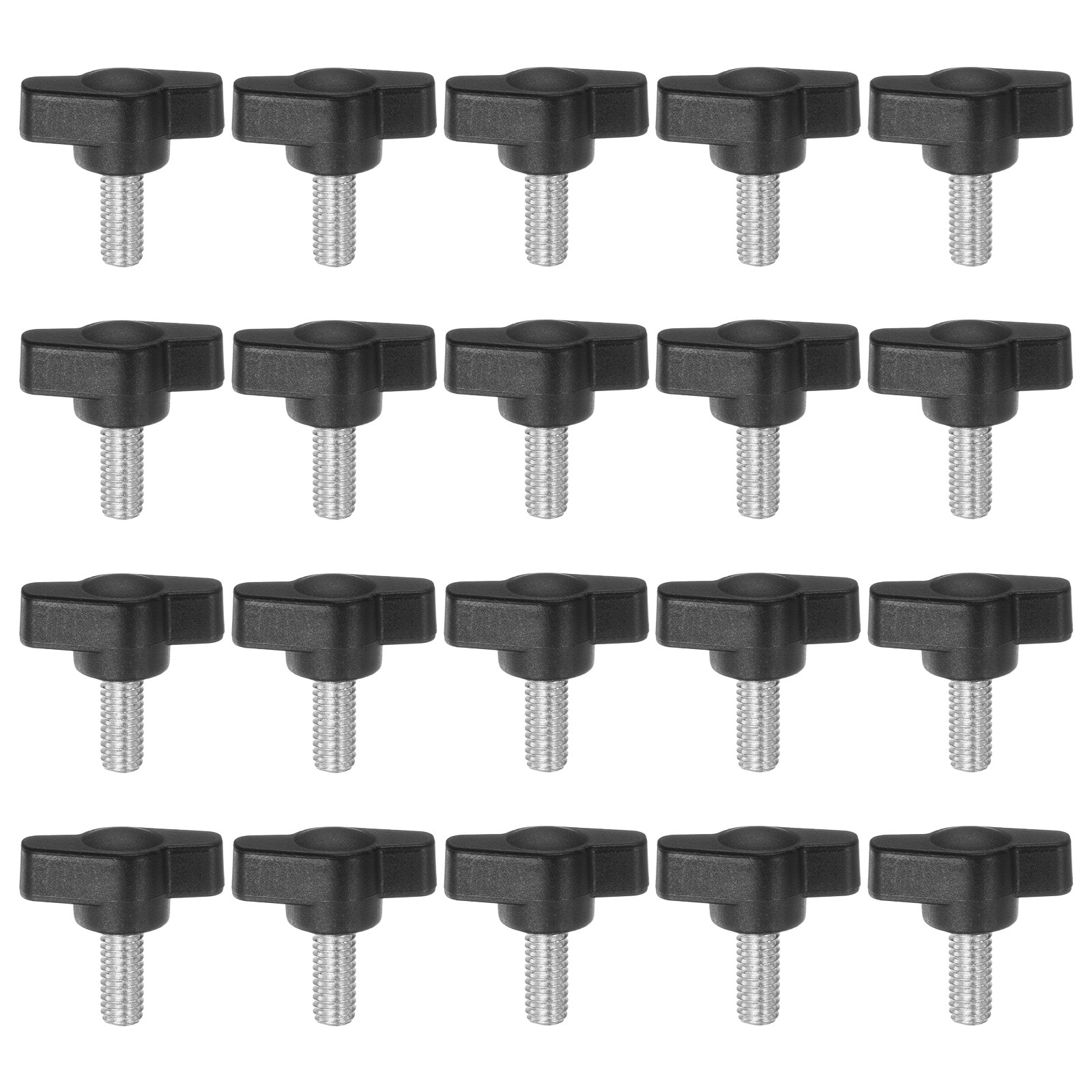 Harfington 20pcs Tee Wing Knobs Thumb Screws M6 x 12mm Standard Male Thread Plastic T Knobs Handles Hand Clamping Knobs Grip Thumbscrew Black