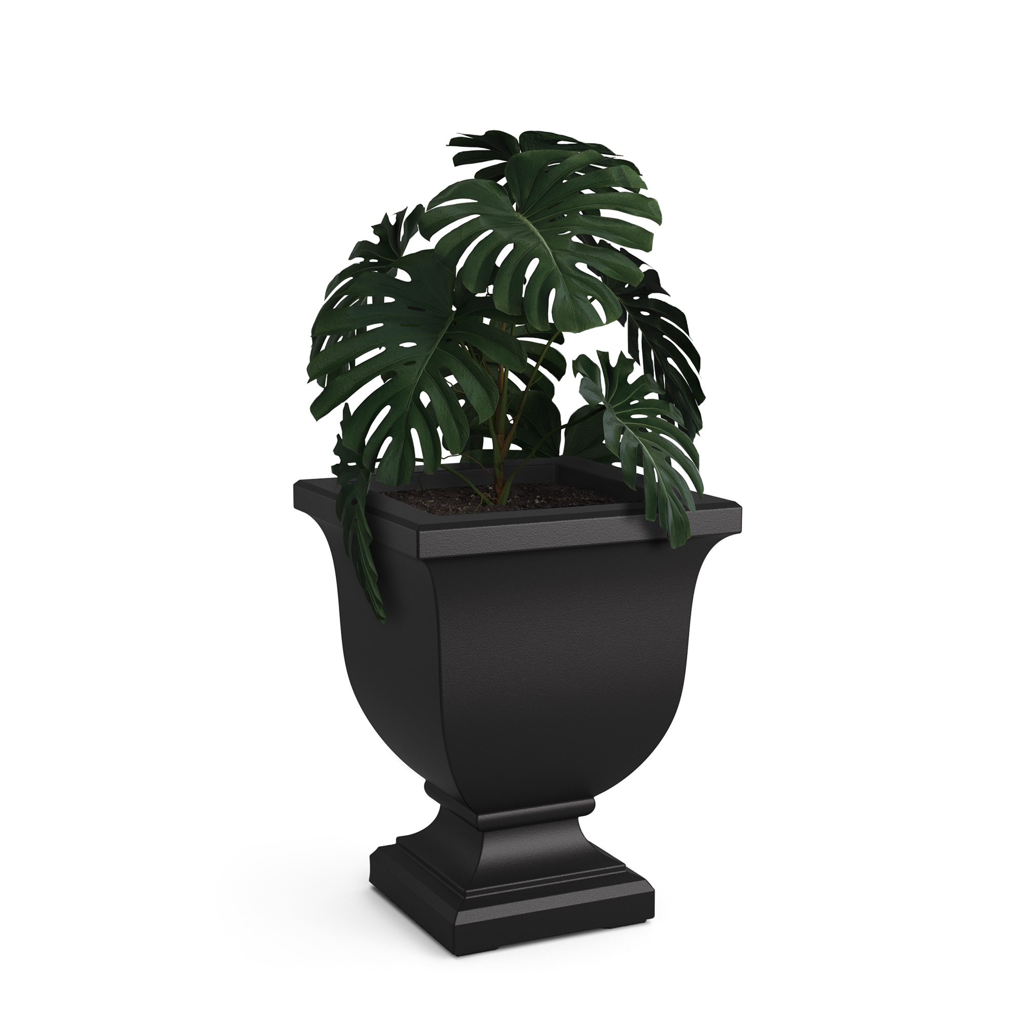 Mayne 5893-B Square 15.5-in W Medium Black Plastic Indoor/Outdoor Planter with Self Watering