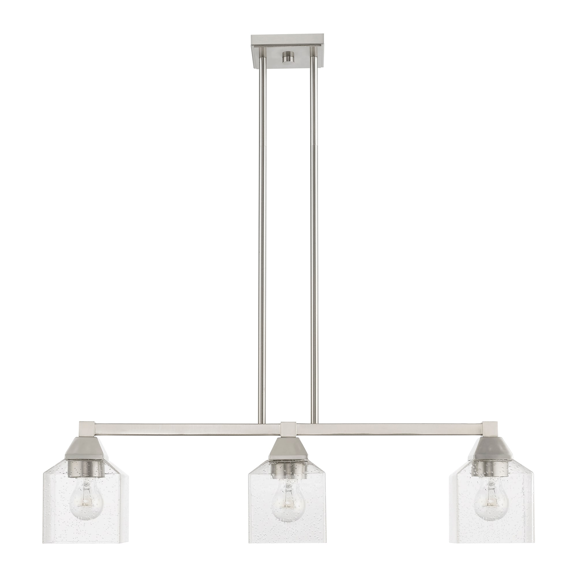 Aragon Brushed Nickel 3-Light Linear Chandelier with Clear Seeded Glass