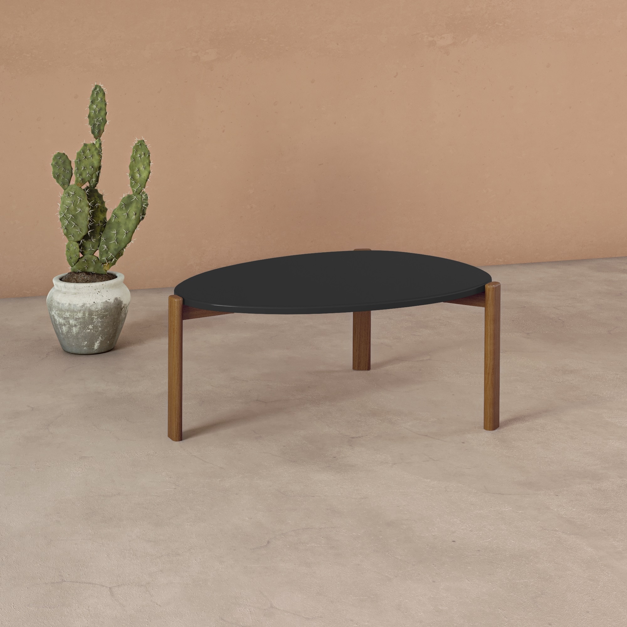 Manhattan Comfort CT-82735-BK Matte Black Midcentury Coffee Table