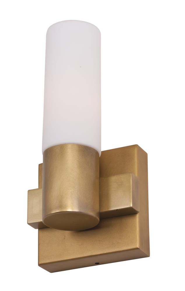 Contessa Transitional 1-Light Sconce in Natural Aged Brass with Satin White Shade
