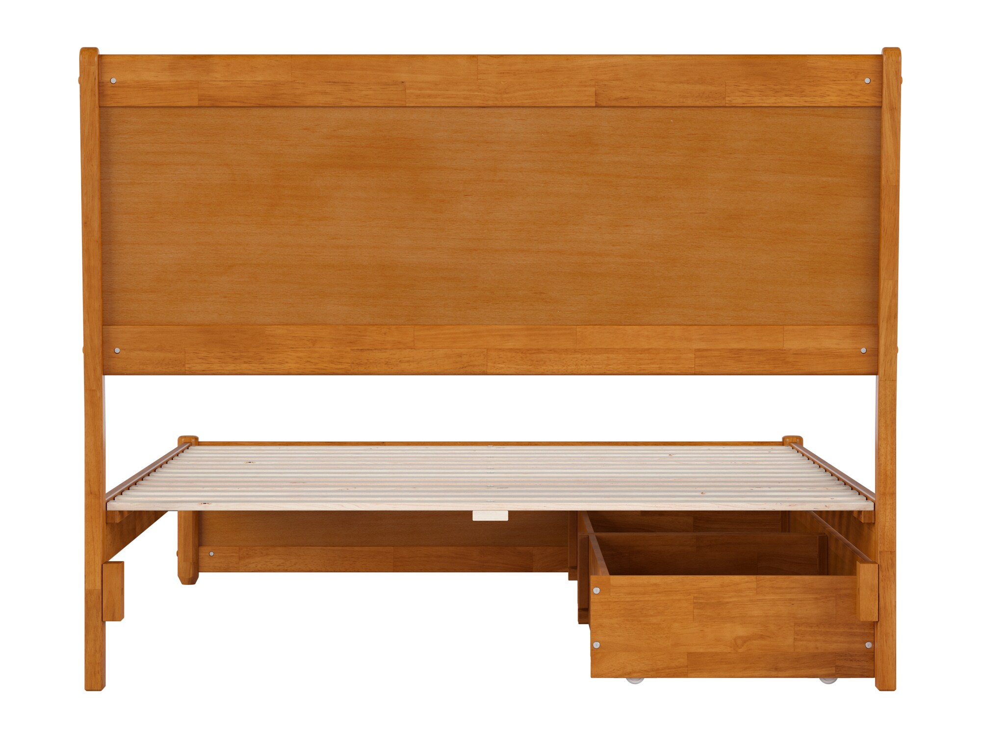 Light Toffee Full Wood Platform Bed with Storage Drawers