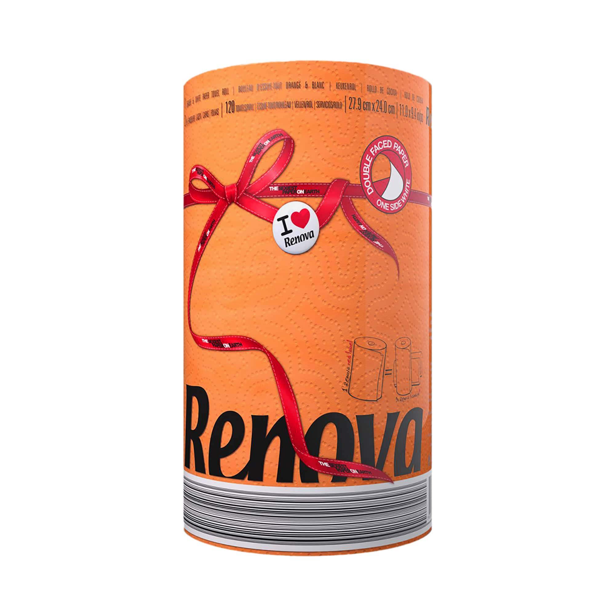 EVIDECO FRENCH HOME GOODS Renova Orange Paper Towel Jumbo Roll 2 Ply 120 Highly Absorbent Sheets
