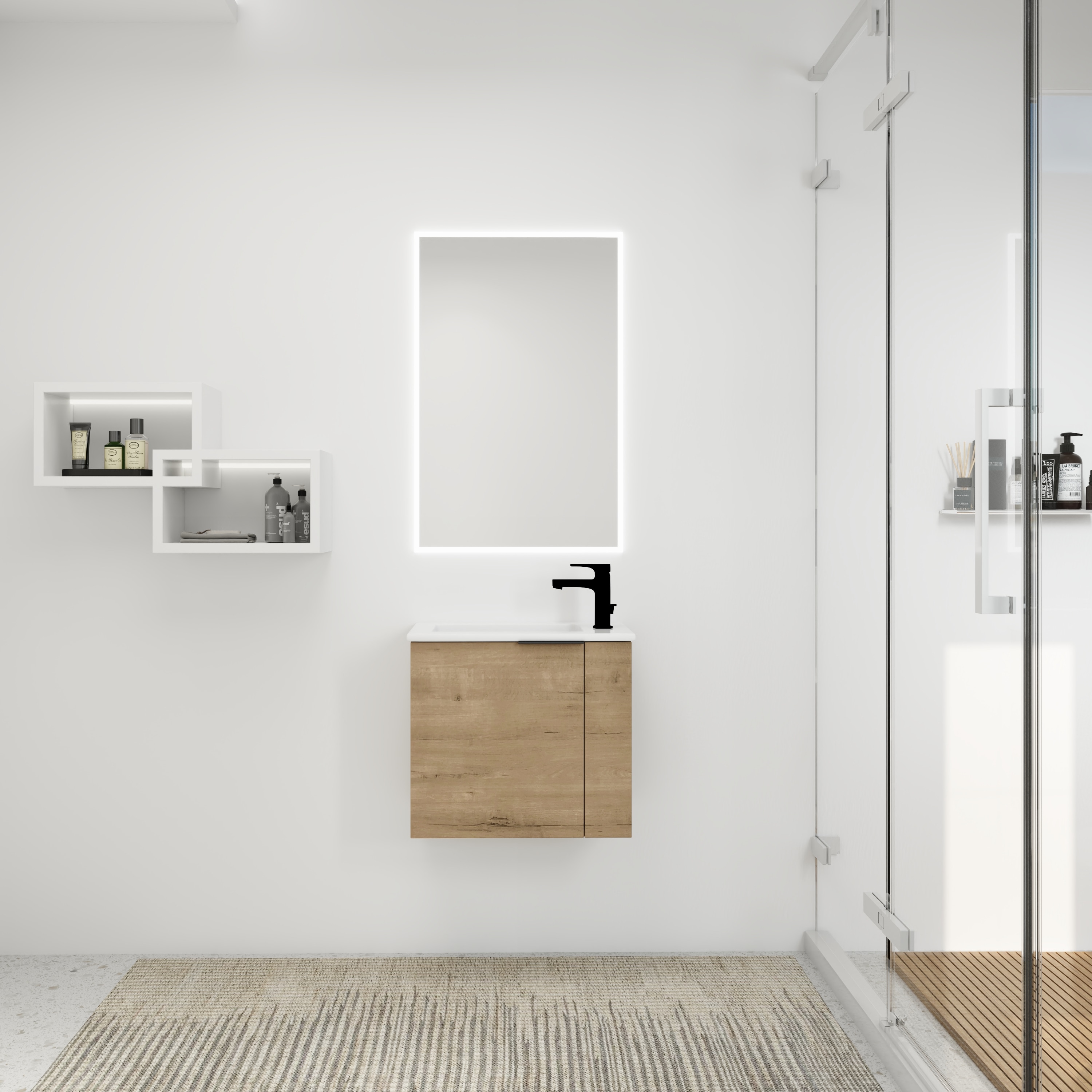 Wooakway Bathroom Vanity with Sink 22 Inch for Small Bathroom Floating Bathroom Vanity with Soft Close Door Small Bathroom Vanity with Sink 22x13