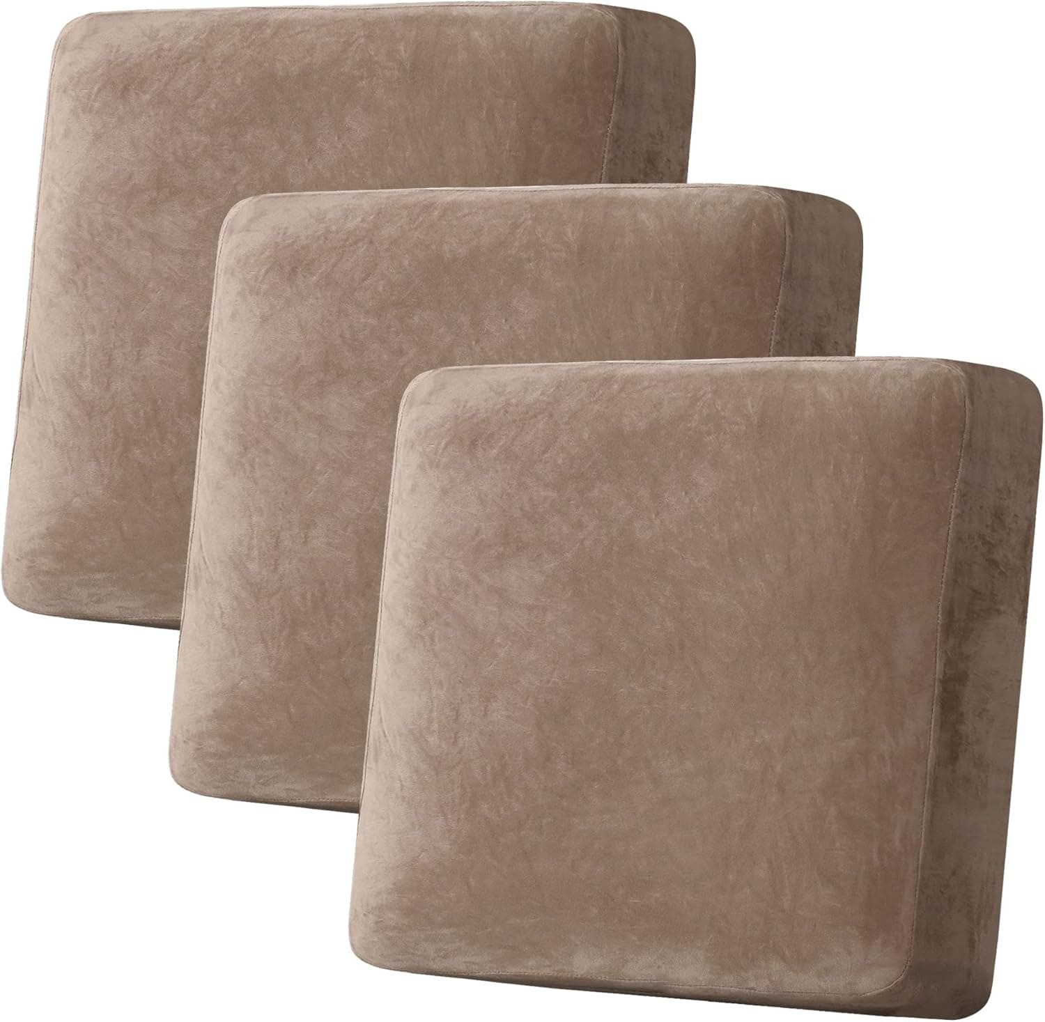 H.Versailtex - Velvet Stretch Cushion Cover Slipcover for Sofa Cushions Taupe Fits 196295 in L x...