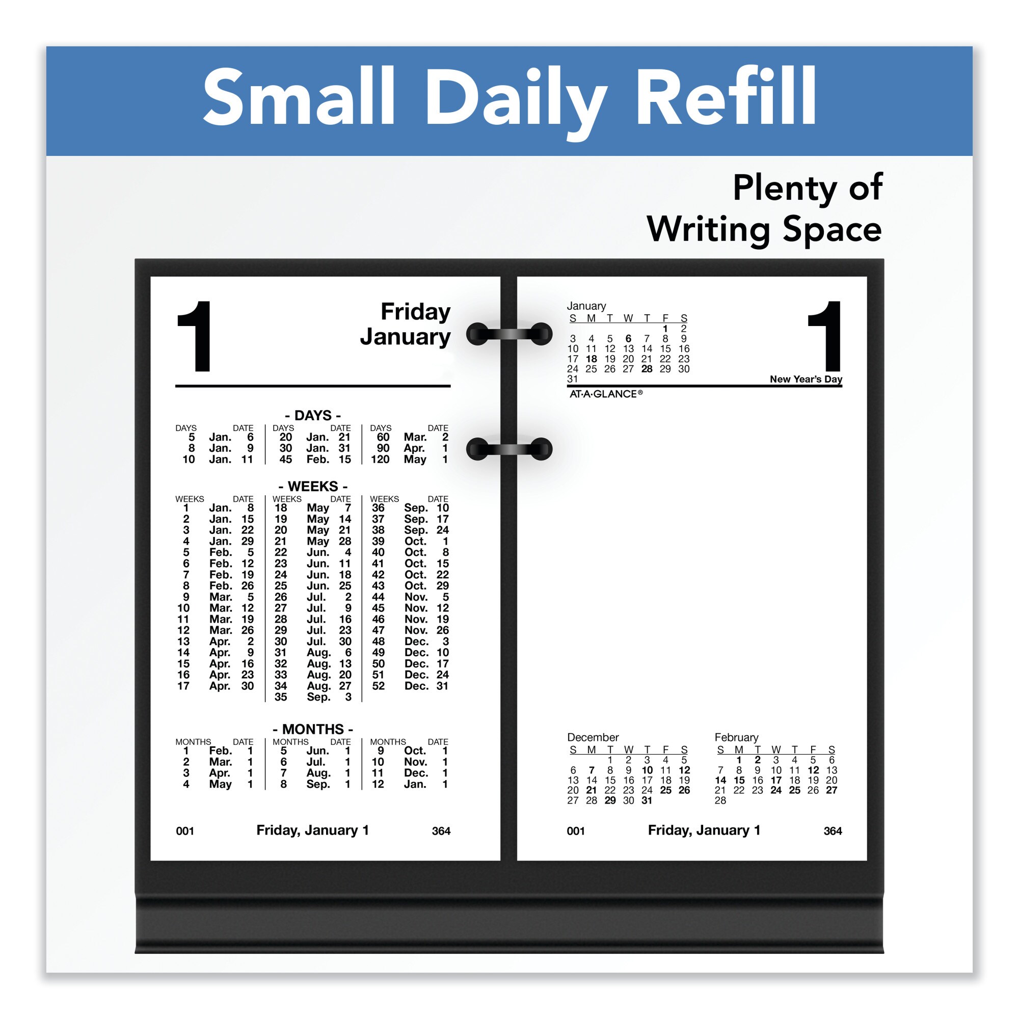 ATAGLANCE Financial Desk Calendar Refill, 3.5 x 6, WhiteSheet, 2023