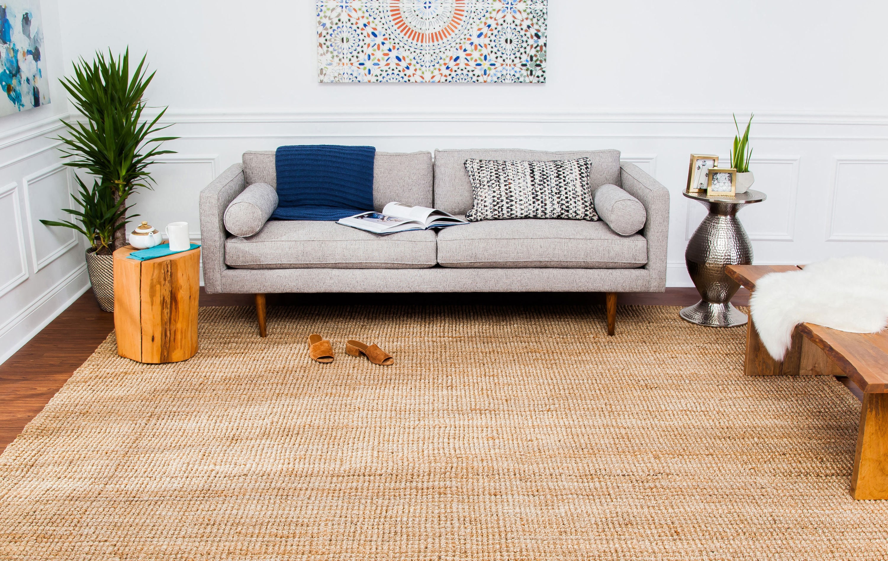 Anji Mountain AMB0300-0810 8 x 10 (ft) Loomed Jute Natural Boucle Rectangular Indoor Solid Coastal Area rug