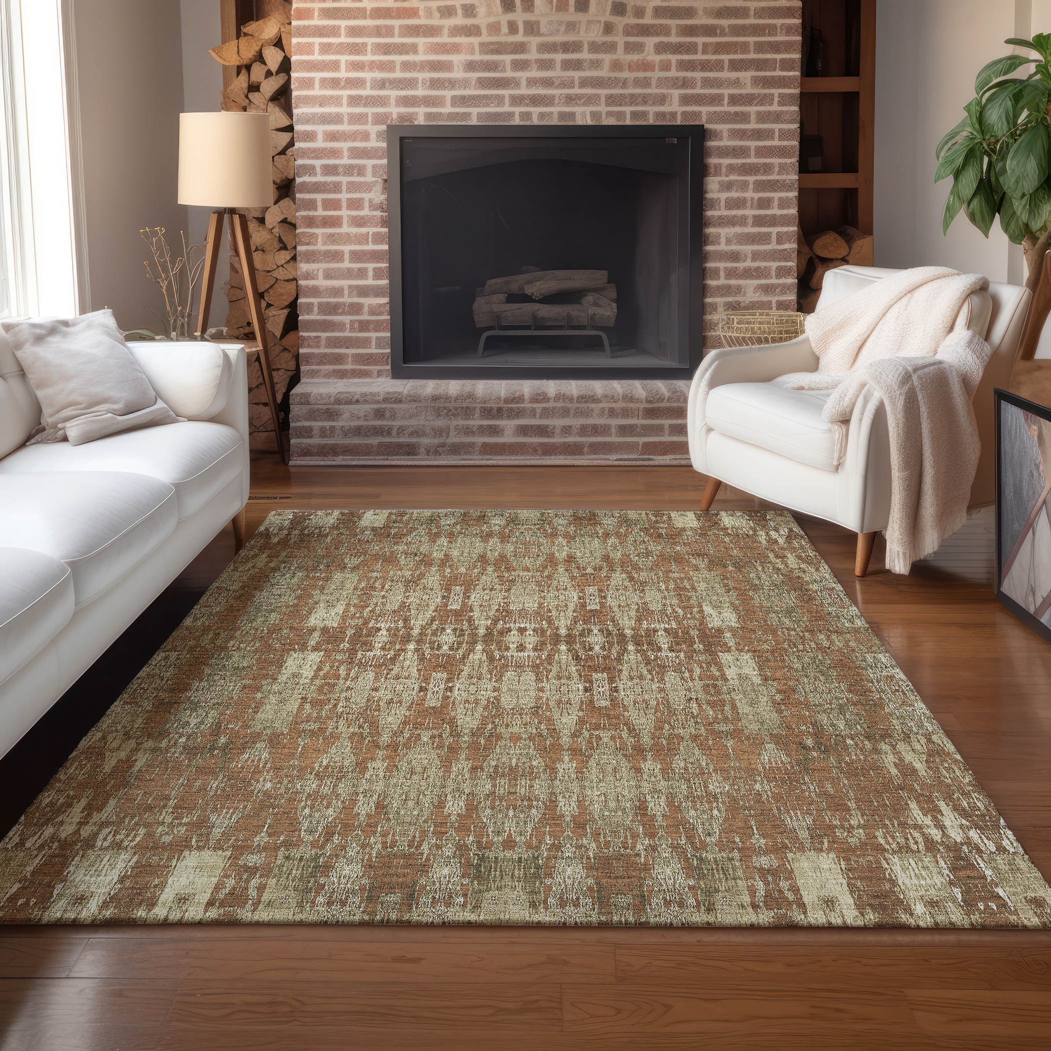 Addison Rugs ACN580PK8X10 Chantille ACN580PK 8 x 10 (ft) Polyester Paprika Rectangular Indoor/Outdoor Geometric Machine washable Area rug