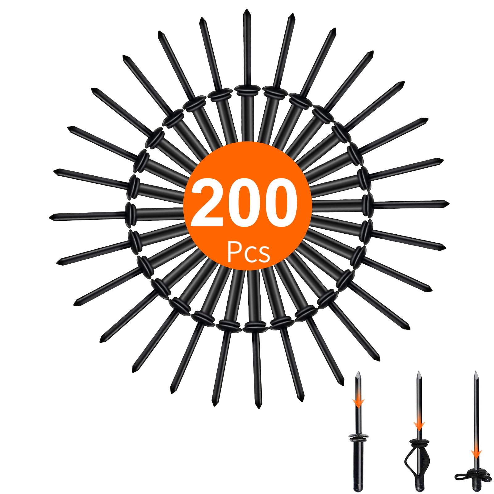 Mikiotto  Tri Grip Rivets 3 Sixteenth Inch x 1 Inch Aluminum Blind Rivets with Waterproof O Rings for Marine Boat Kayak Canoe Decorative Fastening