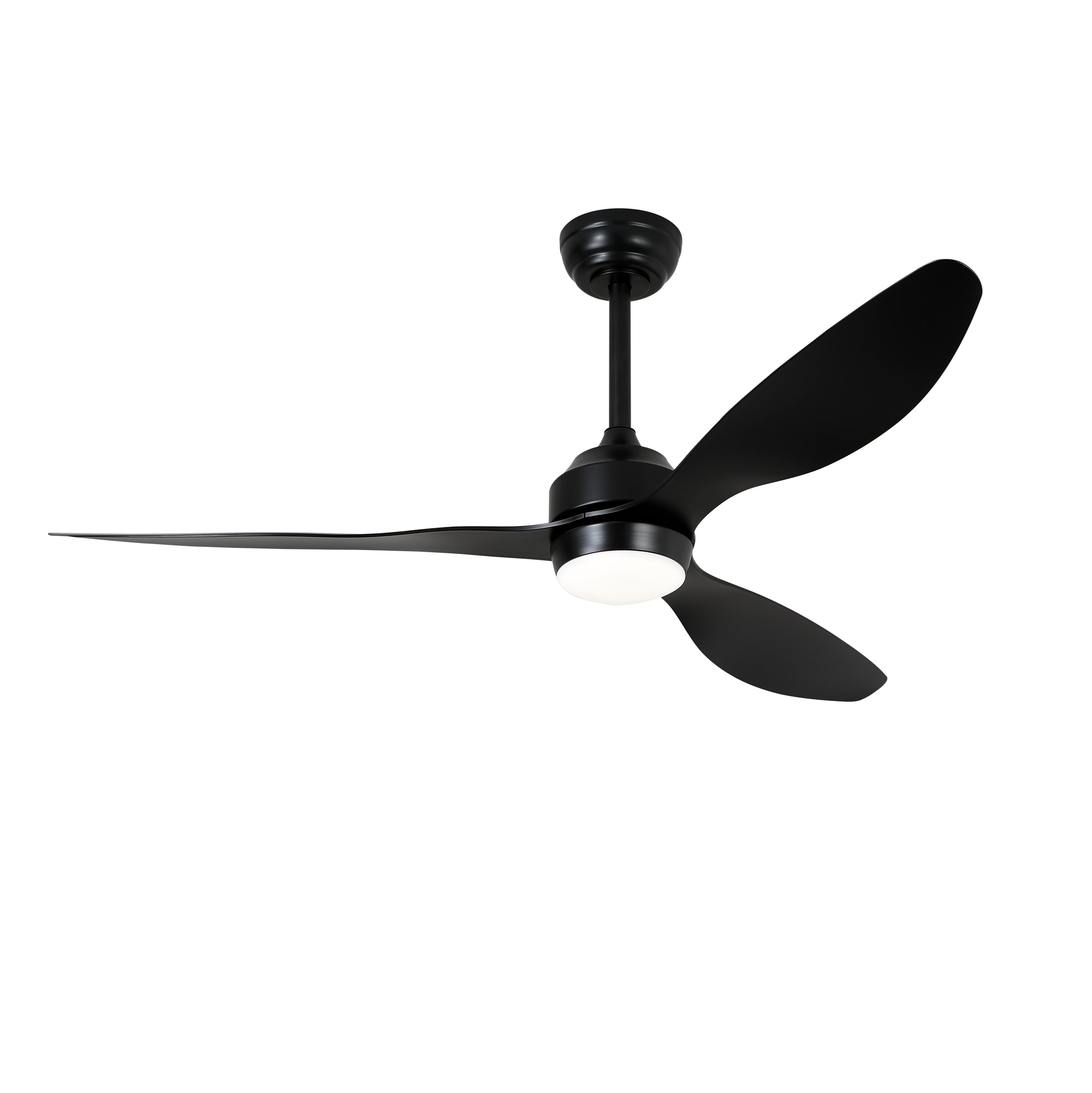 Wellspeed Axis 52-in Matte Black with Matte Blades Adjustable White LED Ceiling Fan With Light and Remote Control Included 3 -Blade
