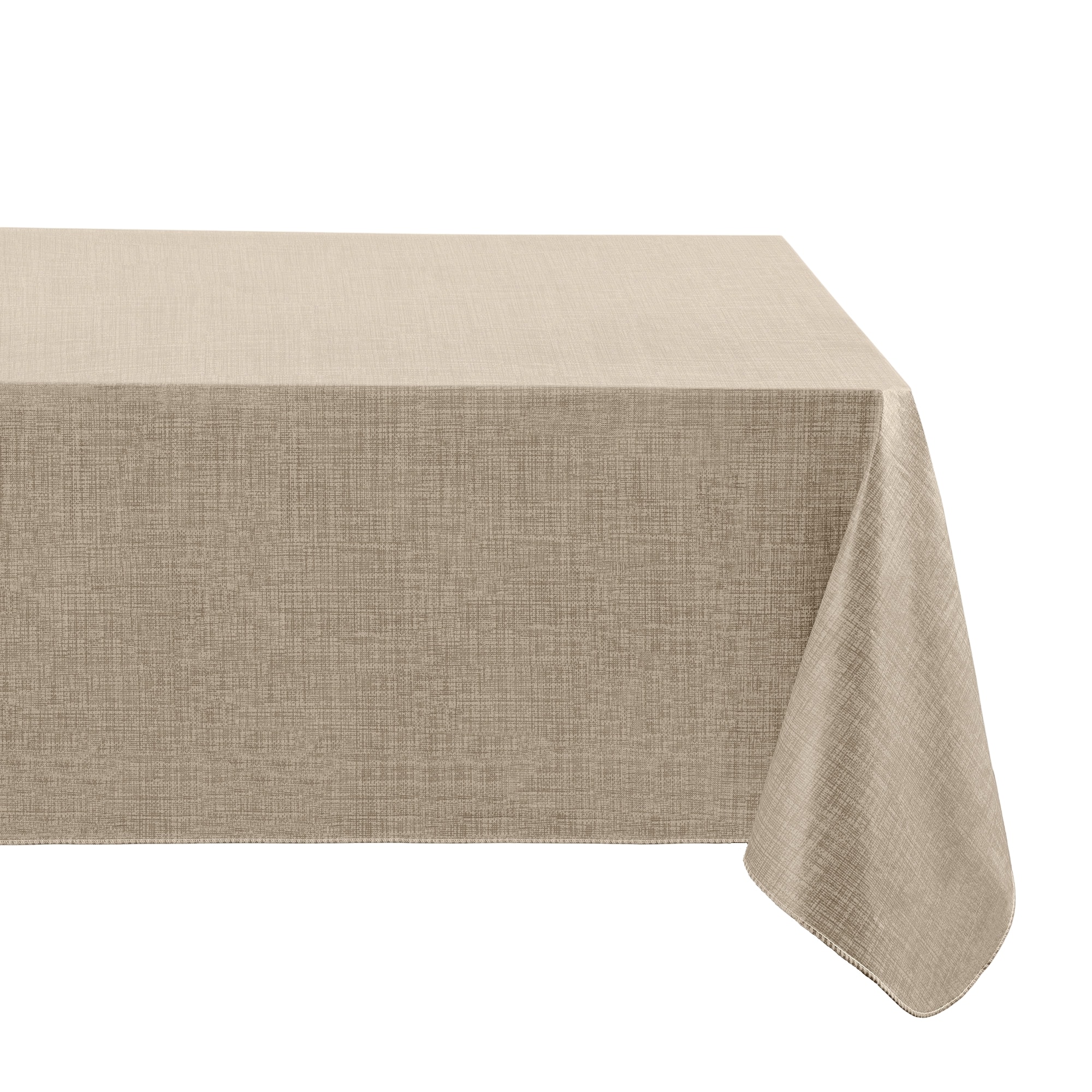 Elrene Home Fashions 194590057886 Monterey Linen Texture Vinyl 60"x120" Indoor/Outdoor Taupe Table Cover for 8-ft rectangle