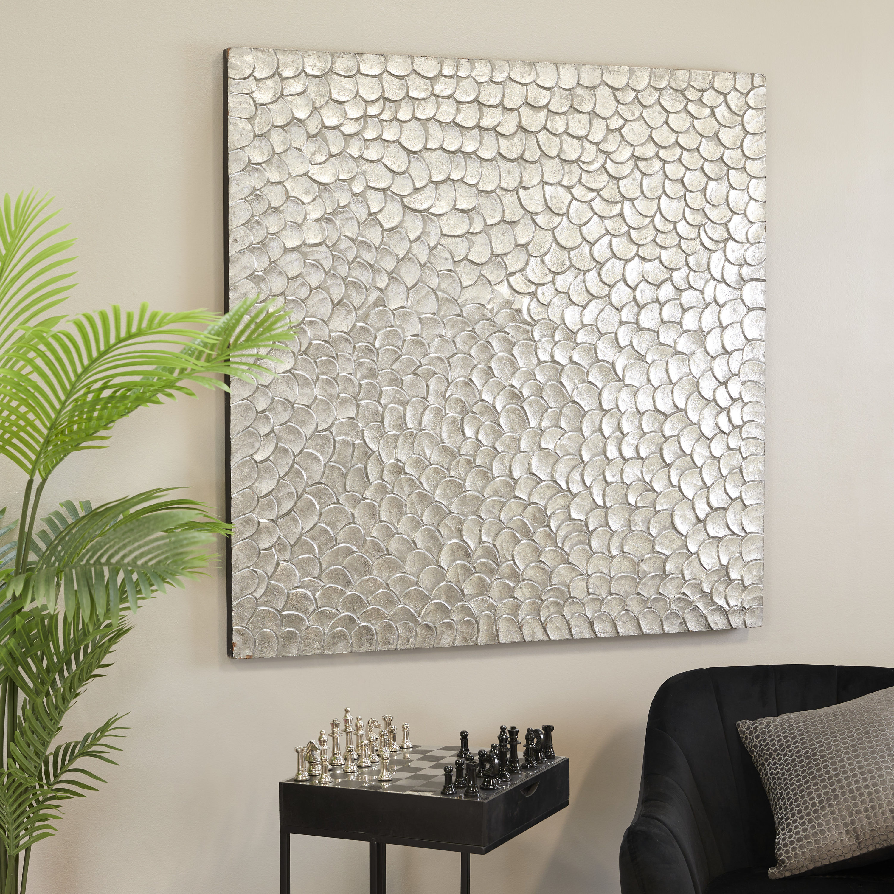 Grayson Lane 74611 48-Inches W x 49-Inches H Wood Abstract Carved Scales with Hammered Inspired Design Abstract Wall sculpture