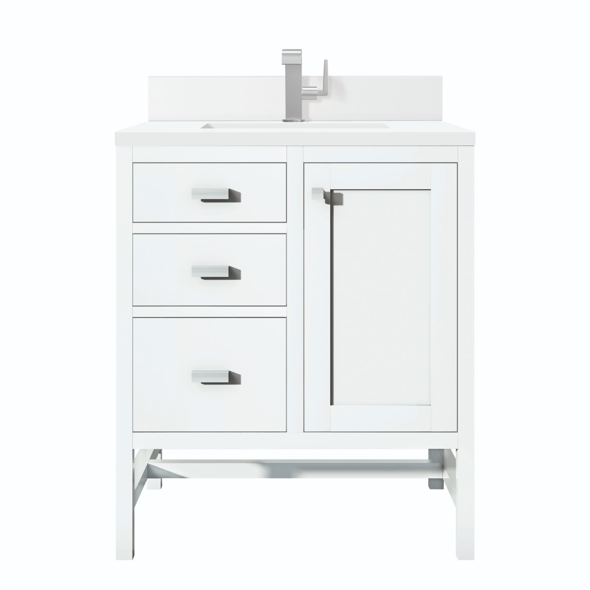 James Martin Vanities Addison 30-in Glossy White Undermount Single Sink Bathroom Vanity with White Zeus Quartz Top (Fully Assembled)