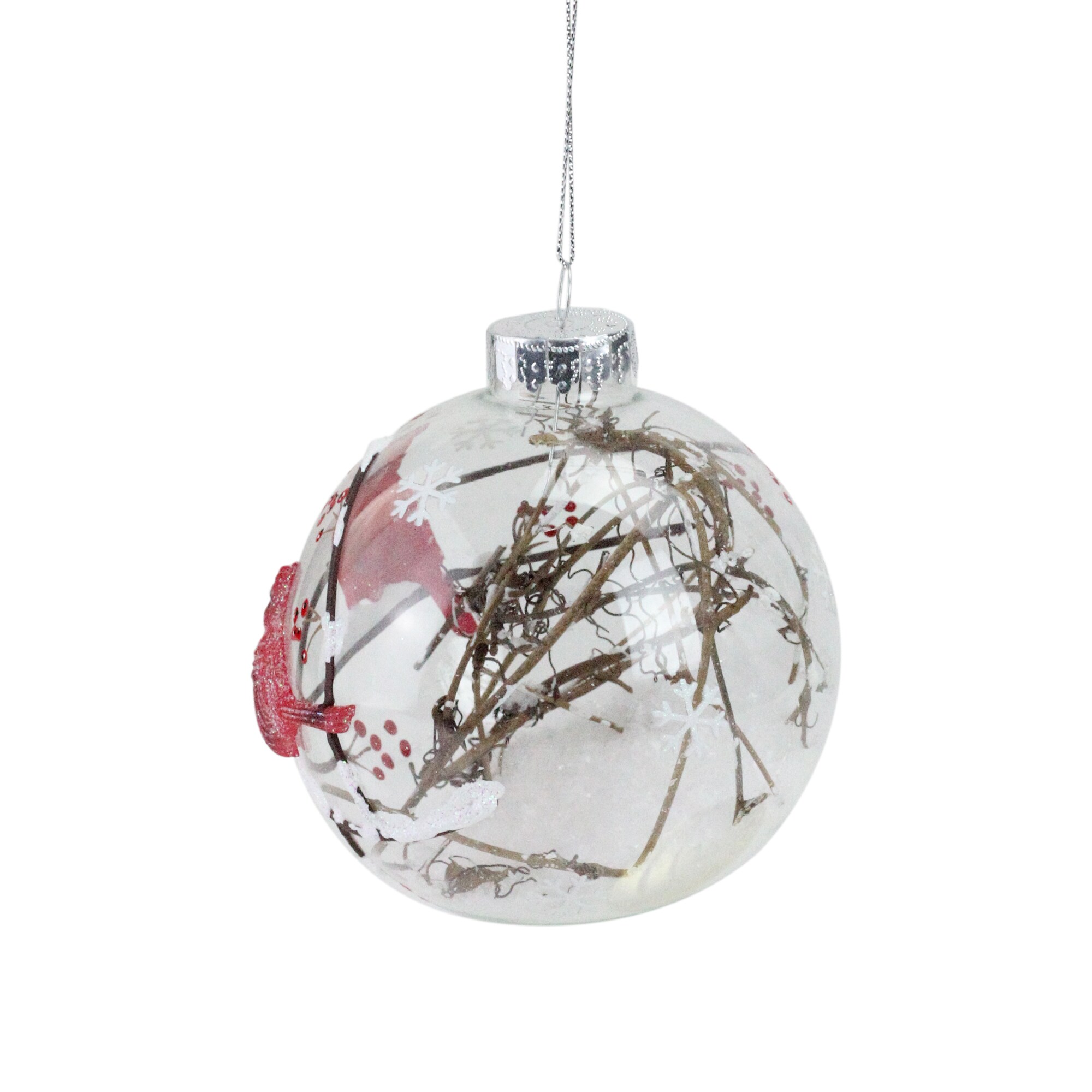 Northlight Red Cardinal Glass Ball Christmas Ornament - Faux Snow and ...