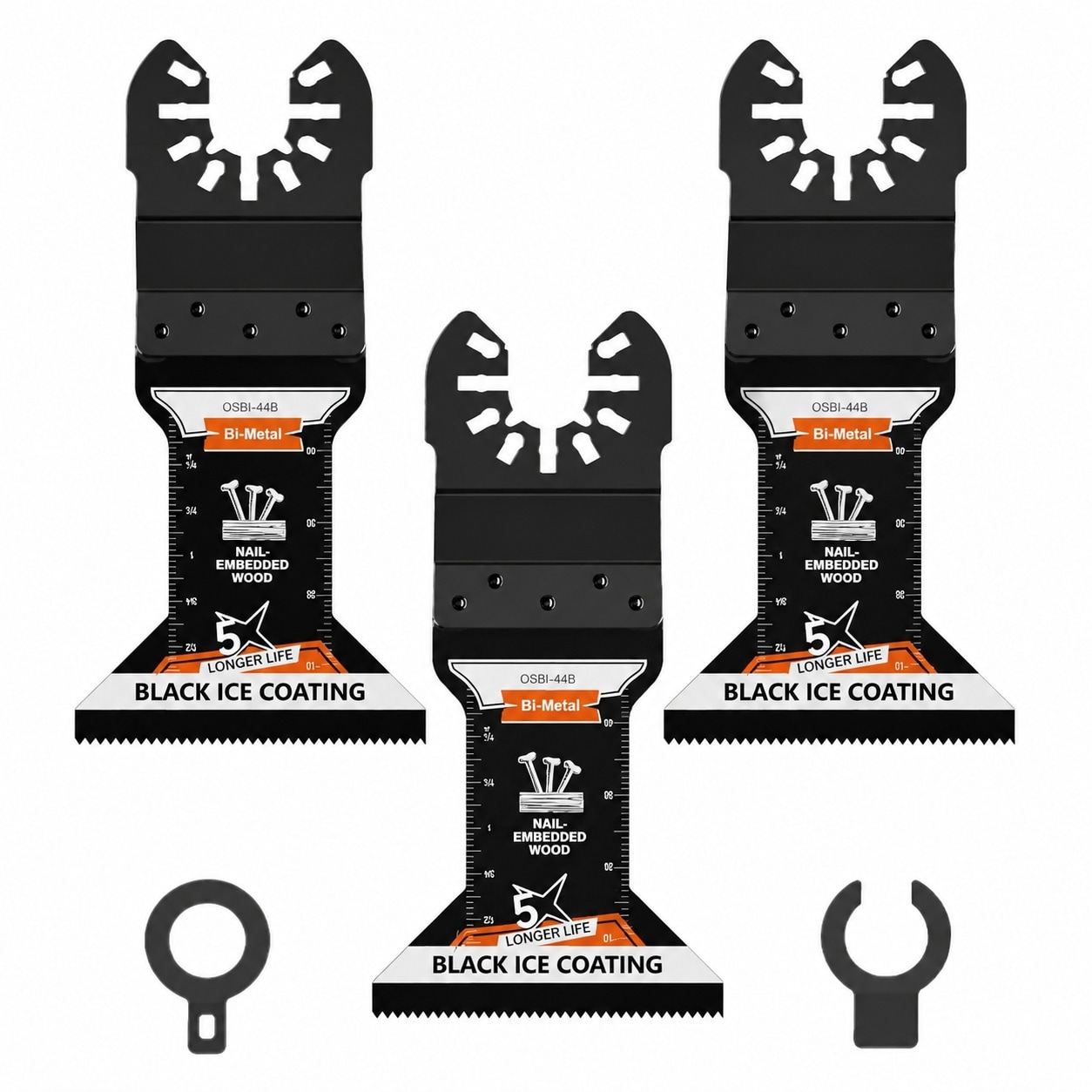 Ahfiwaso Bi-Metal Oscillating Tool Blades 3 Pack 44mm Wide Cobalt Saw Blades for Wood Metal Plastic Cutting with Black Ice Coating and Universal #LAH0820Q154