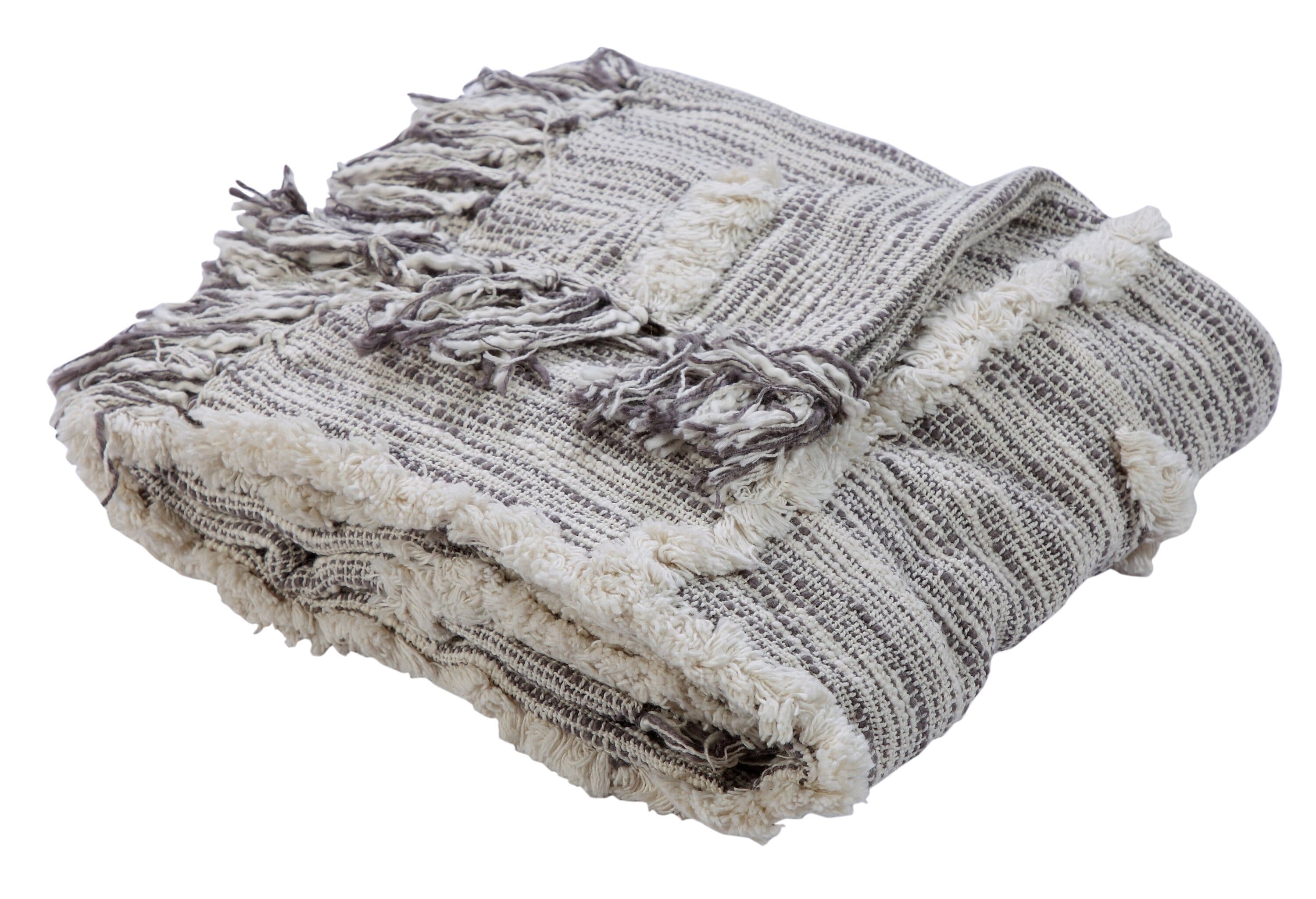 LR Home 7775A4084934J8 Gray/Natural 50-in x 60-in Cotton Throw